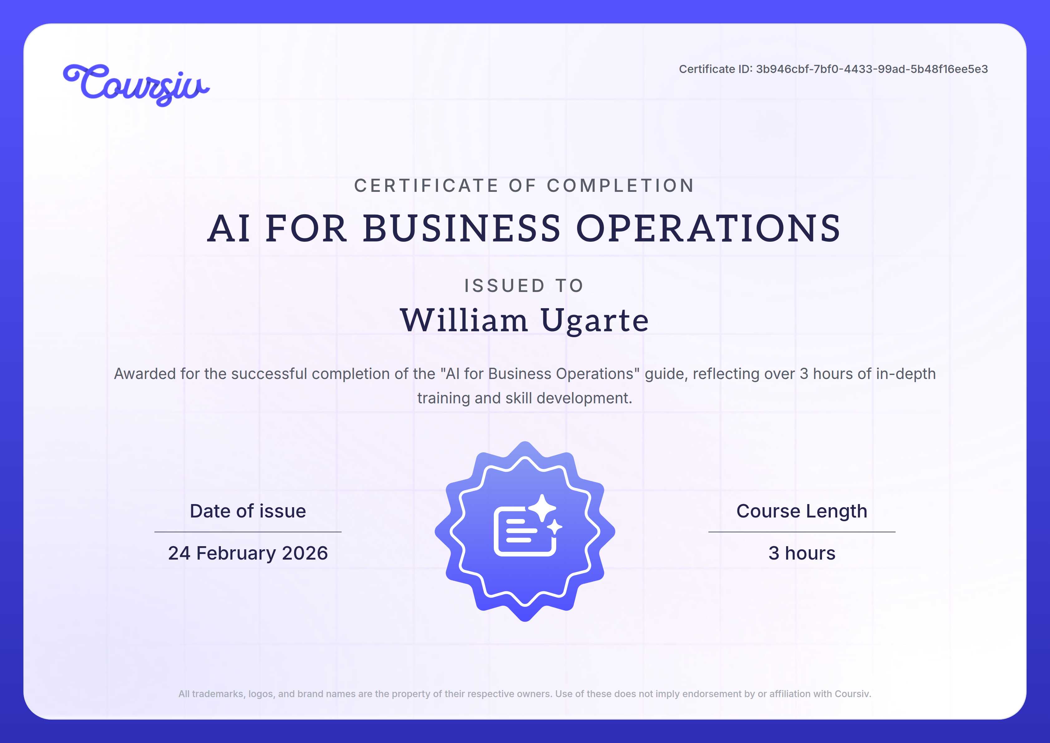 Certificate for AI for Business Operations