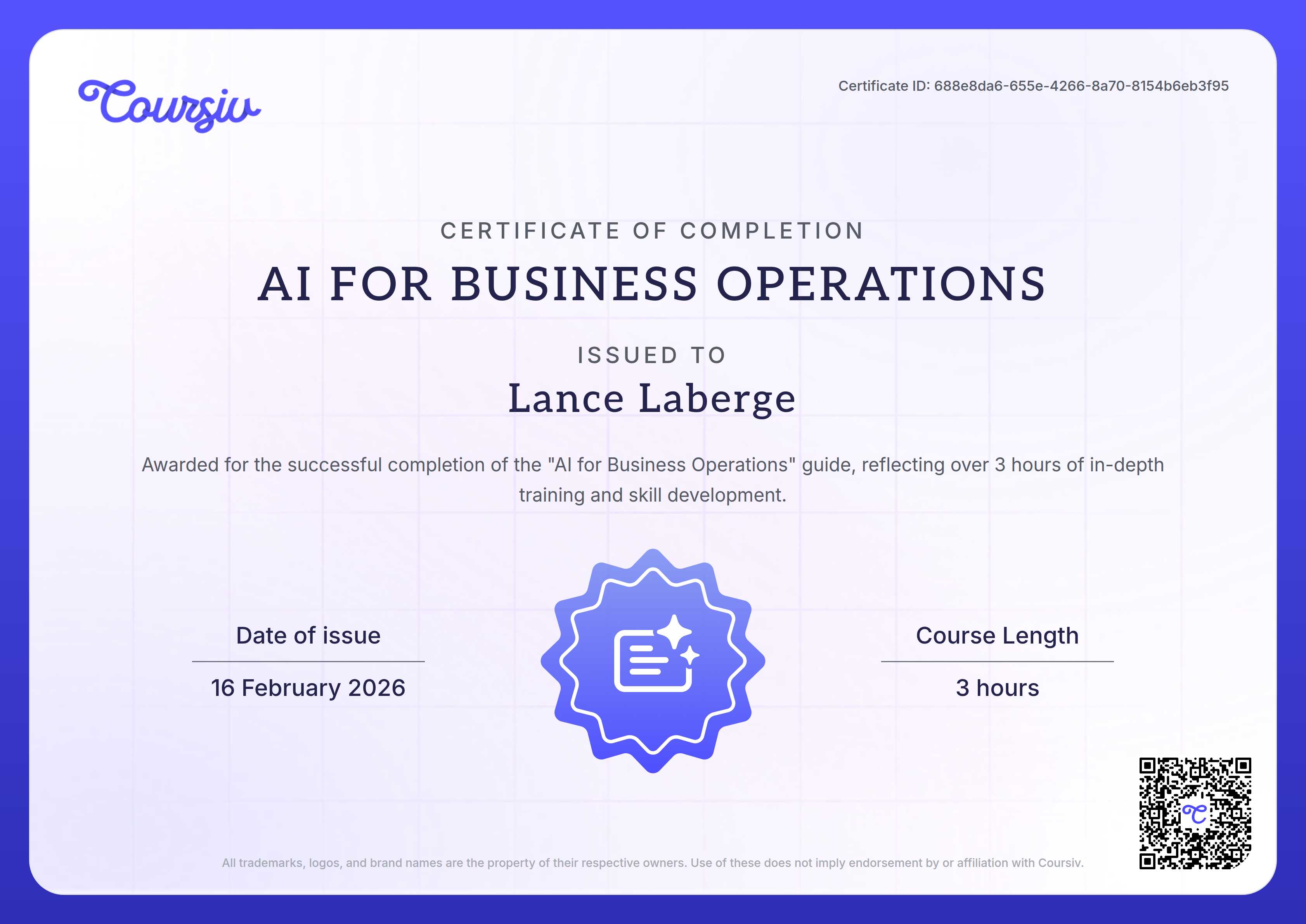 Certificate for AI for Business Operations