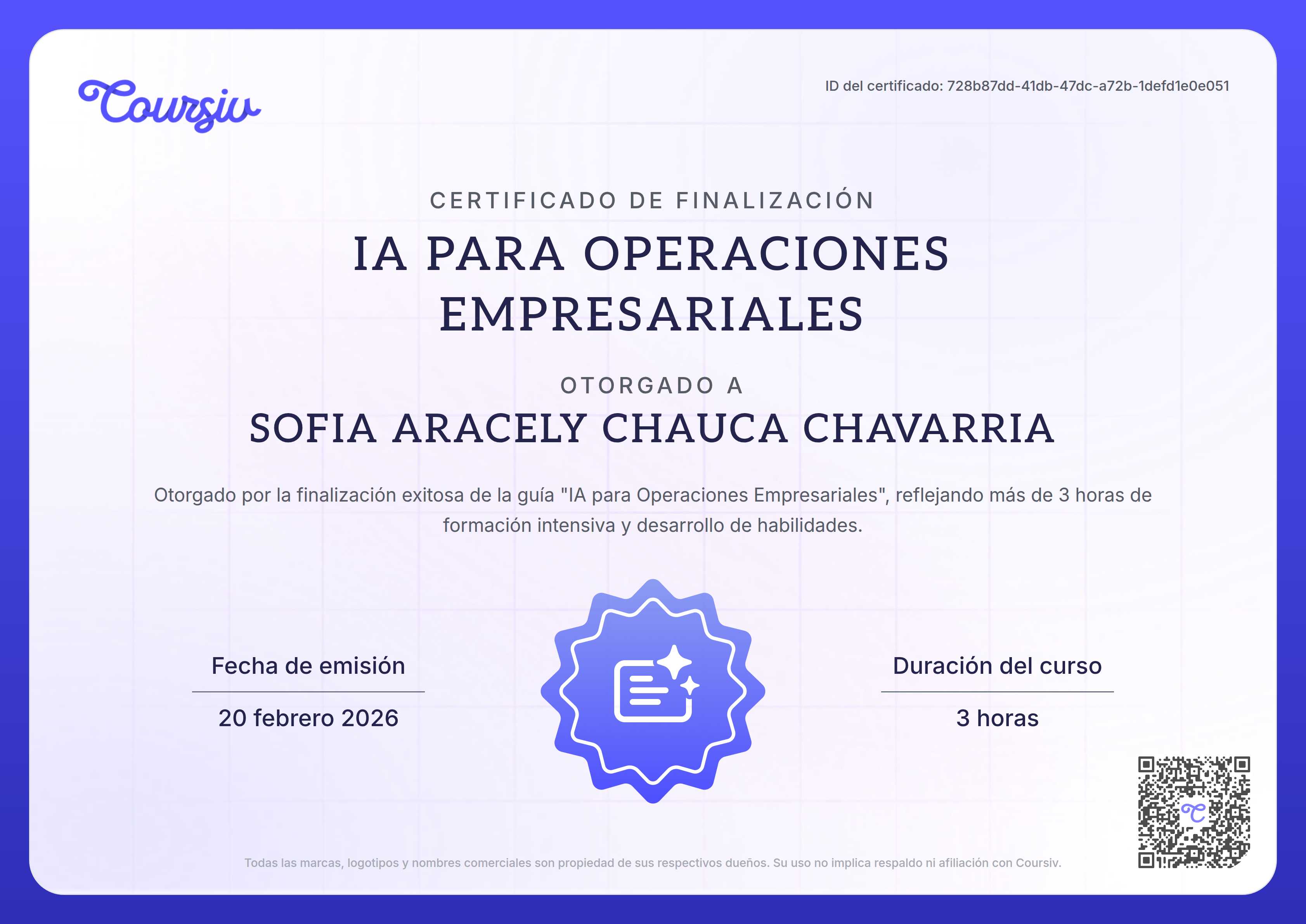 Certificate for IA para Operaciones Empresariales