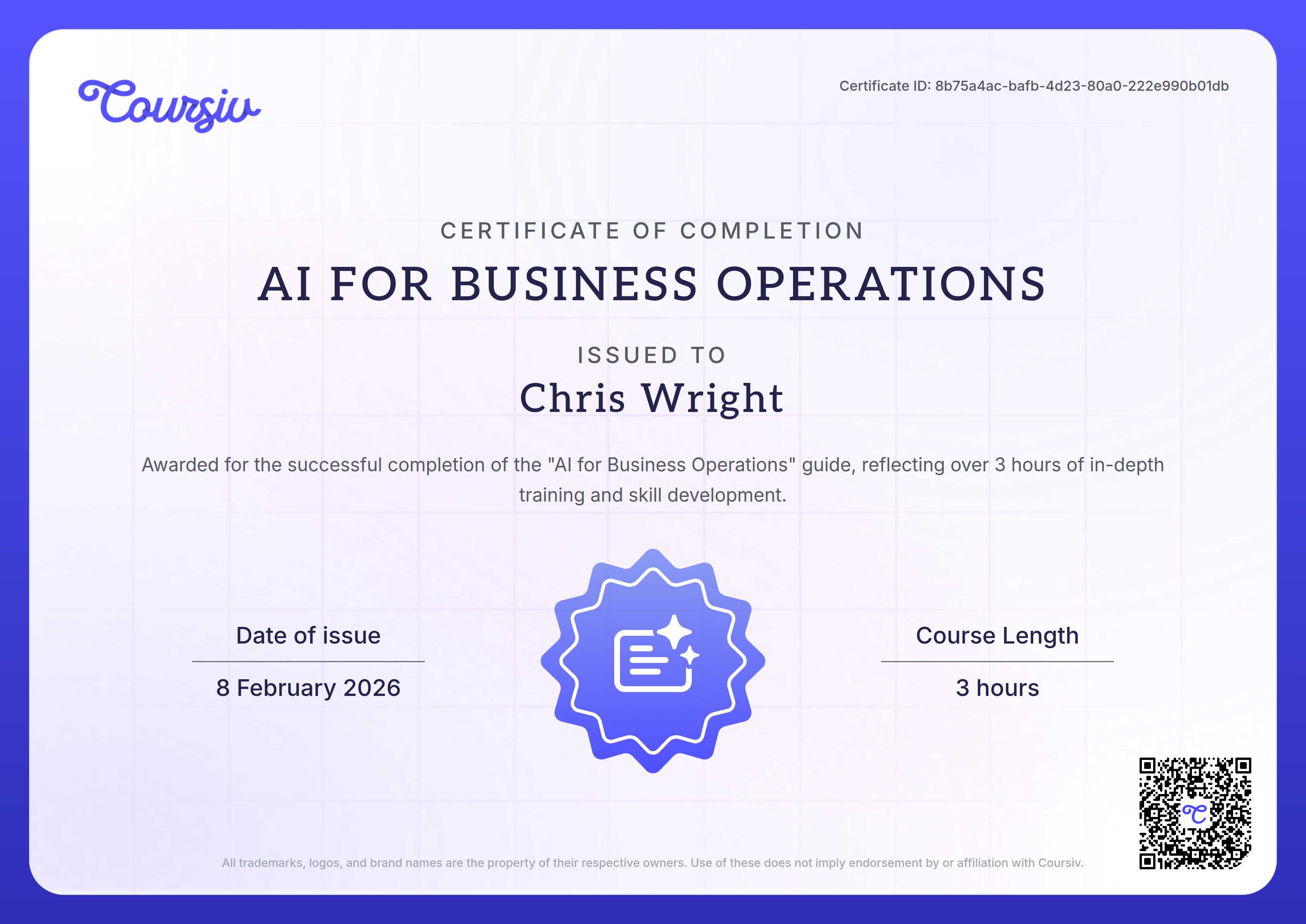 Certificate for AI for Business Operations