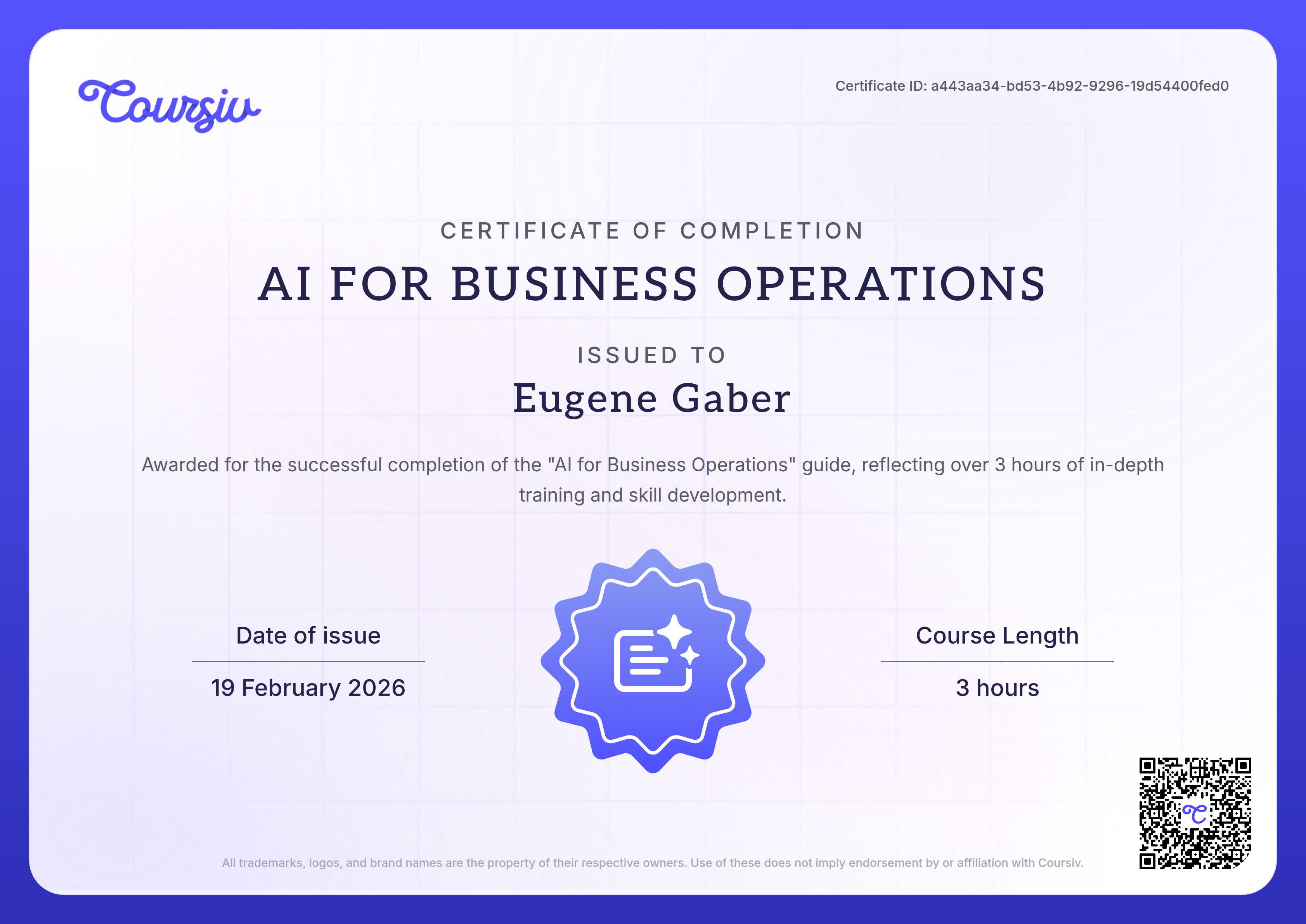 Certificate for AI for Business Operations