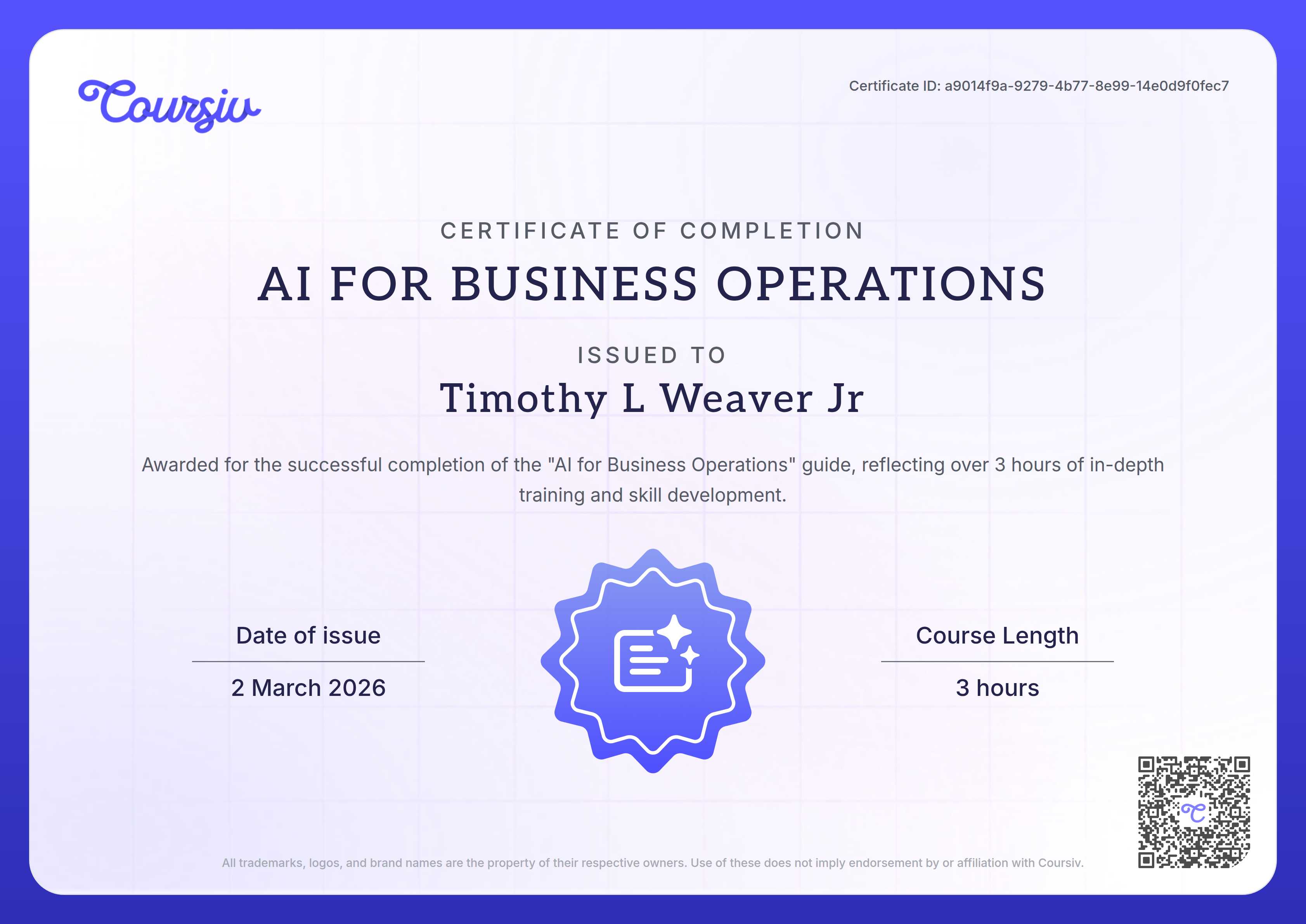 Certificate for AI for Business Operations
