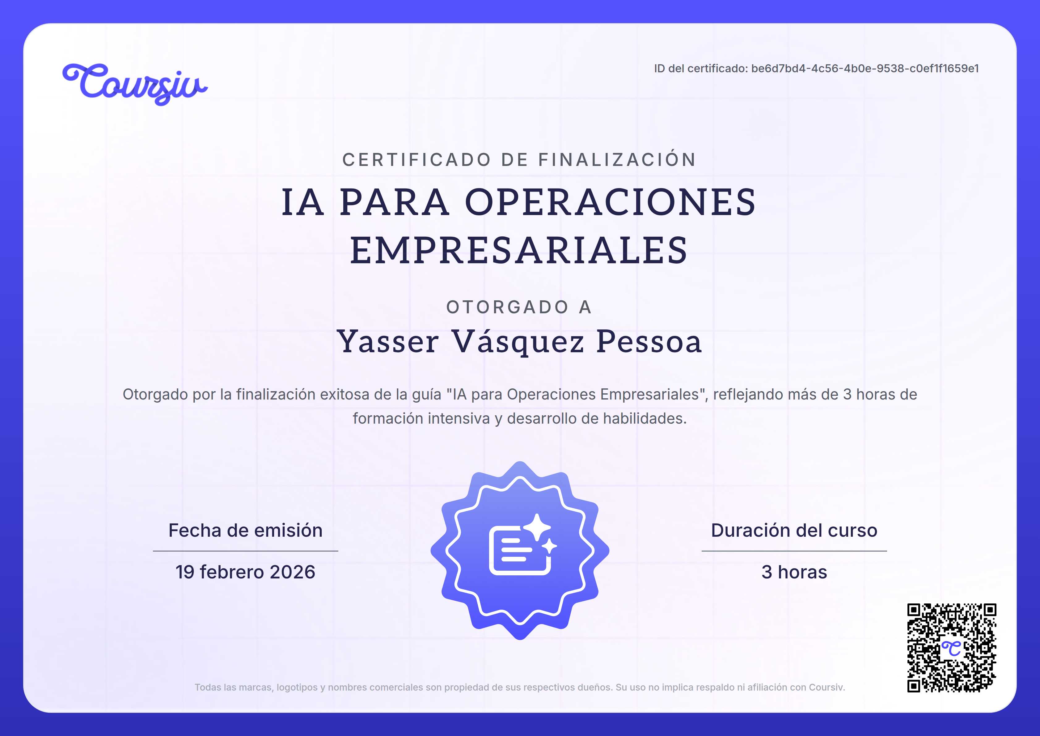 Certificate for IA para Operaciones Empresariales