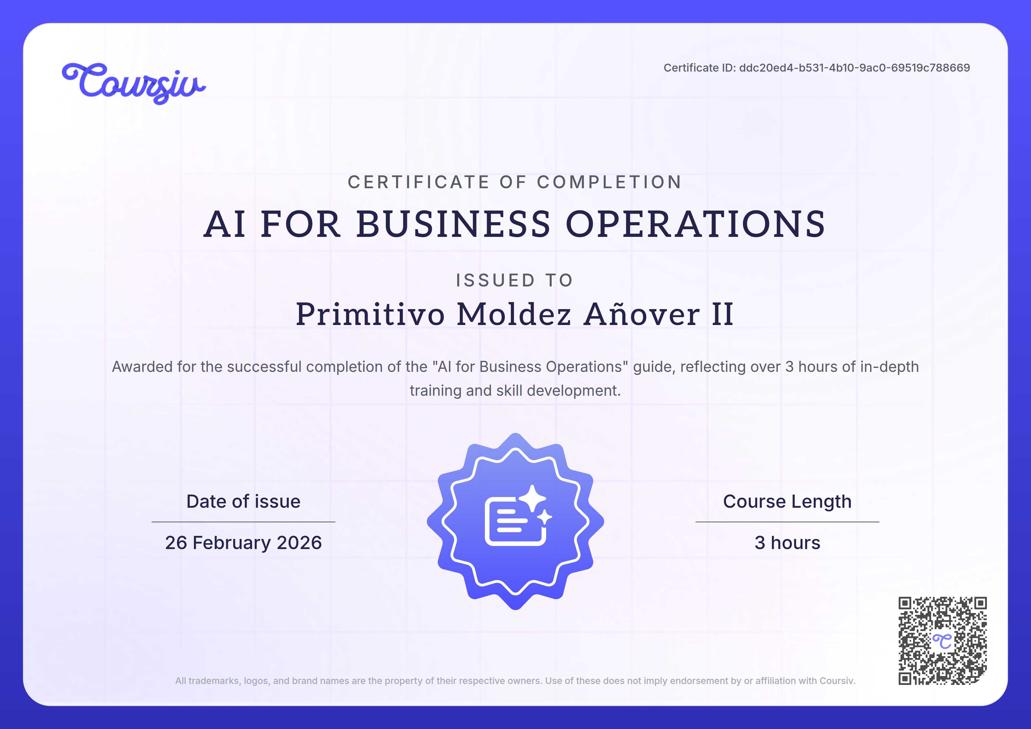 Certificate for AI for Business Operations