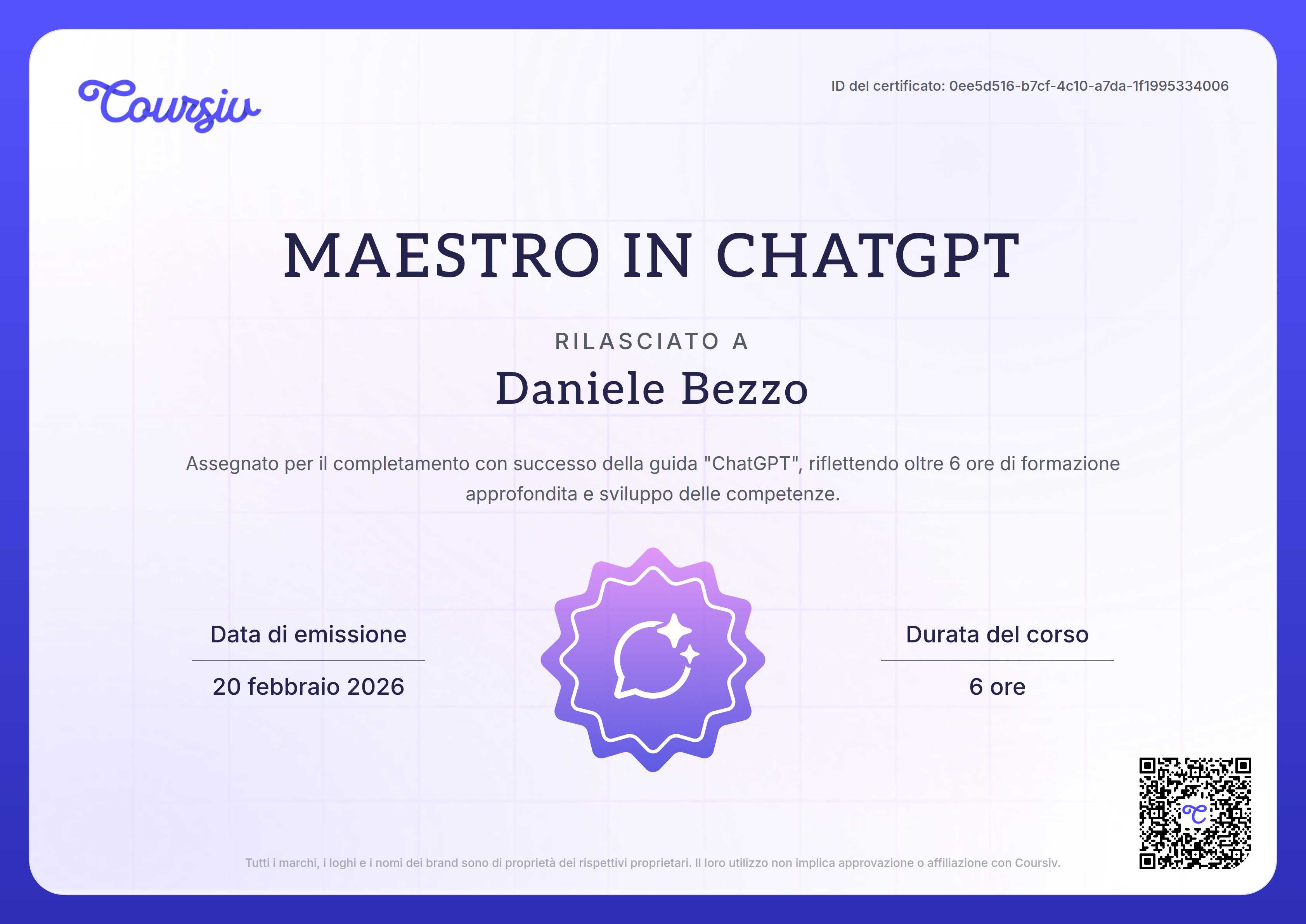 Certificate for ChatGPT