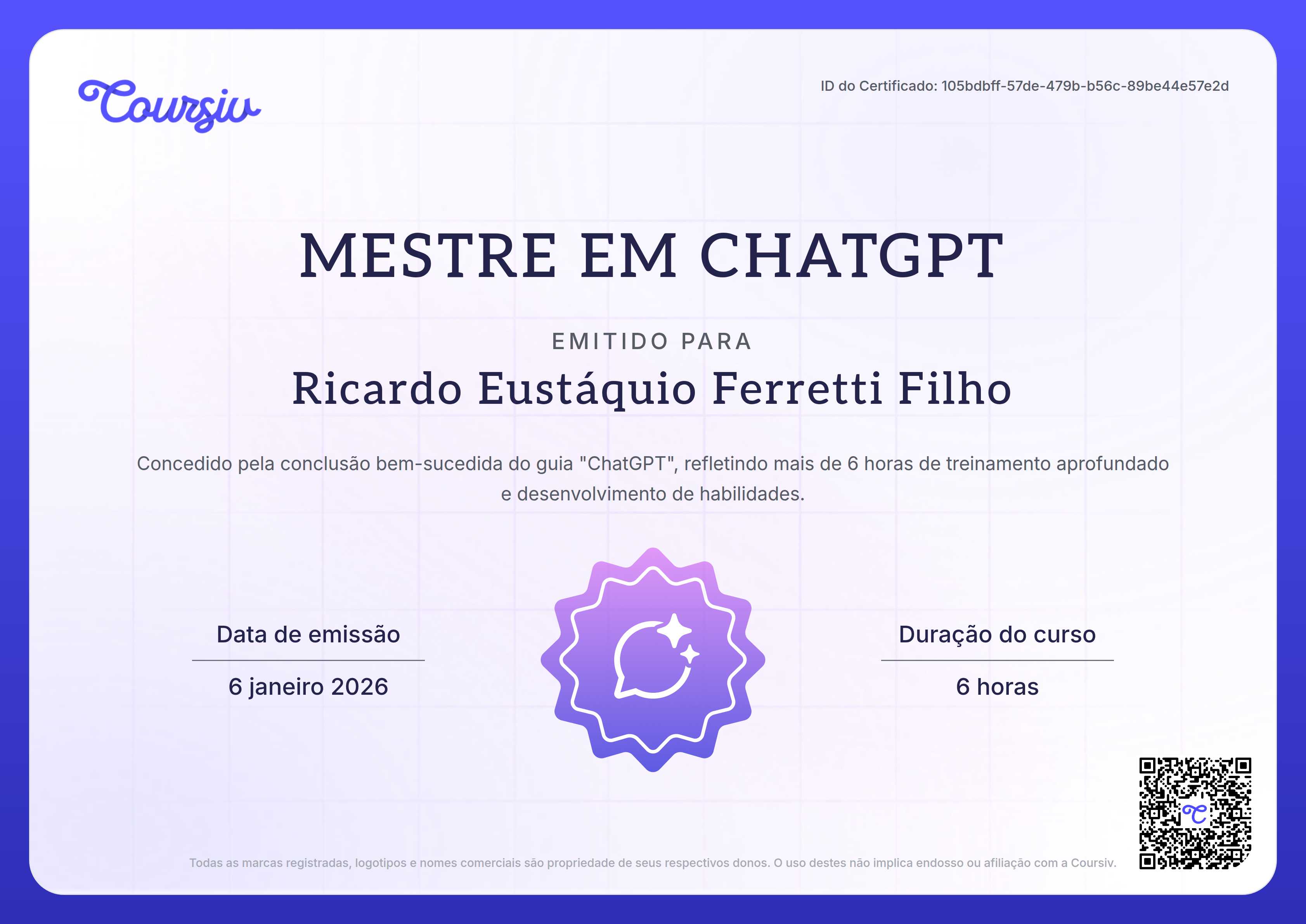 Certificate for ChatGPT