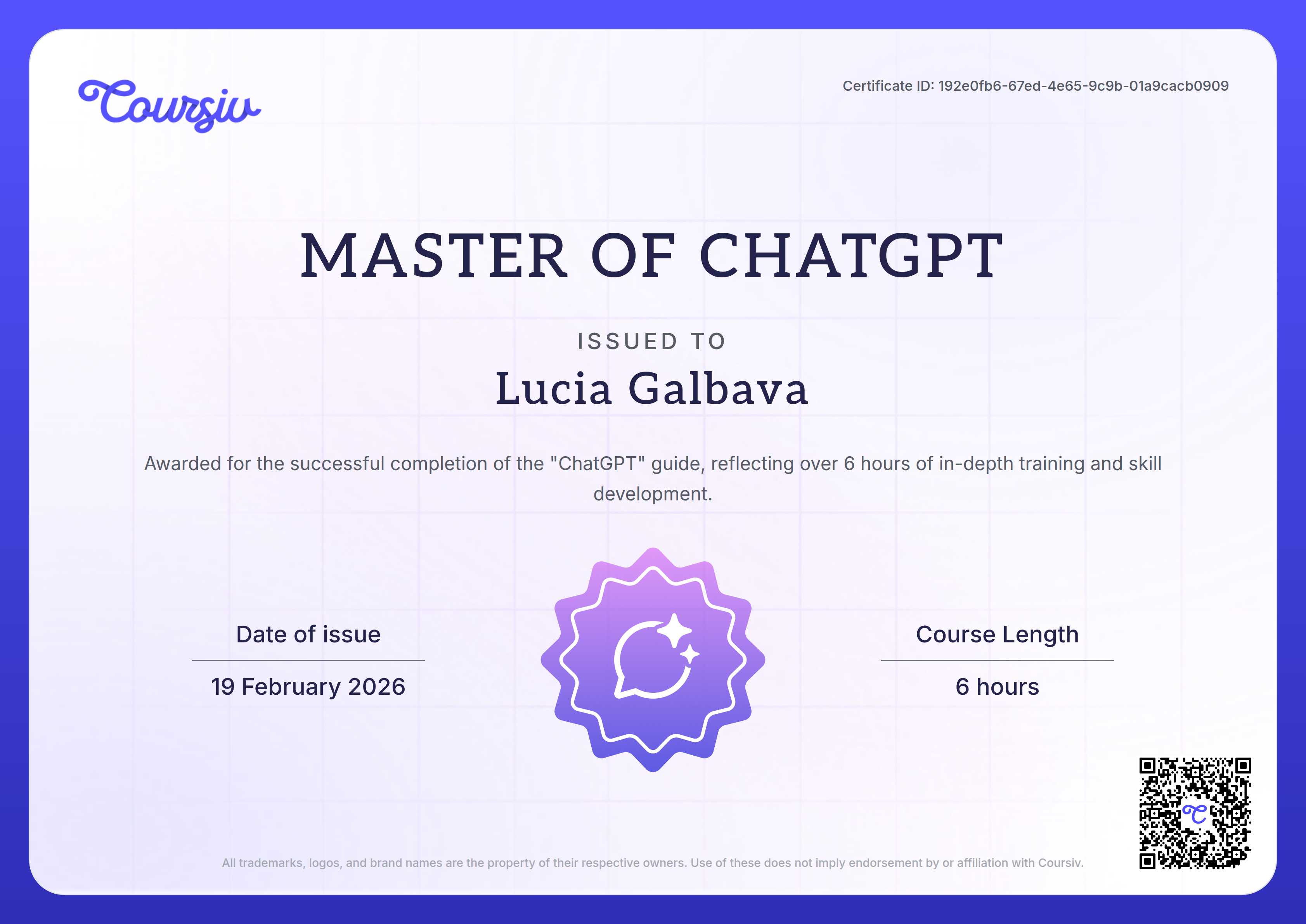 Certificate for ChatGPT