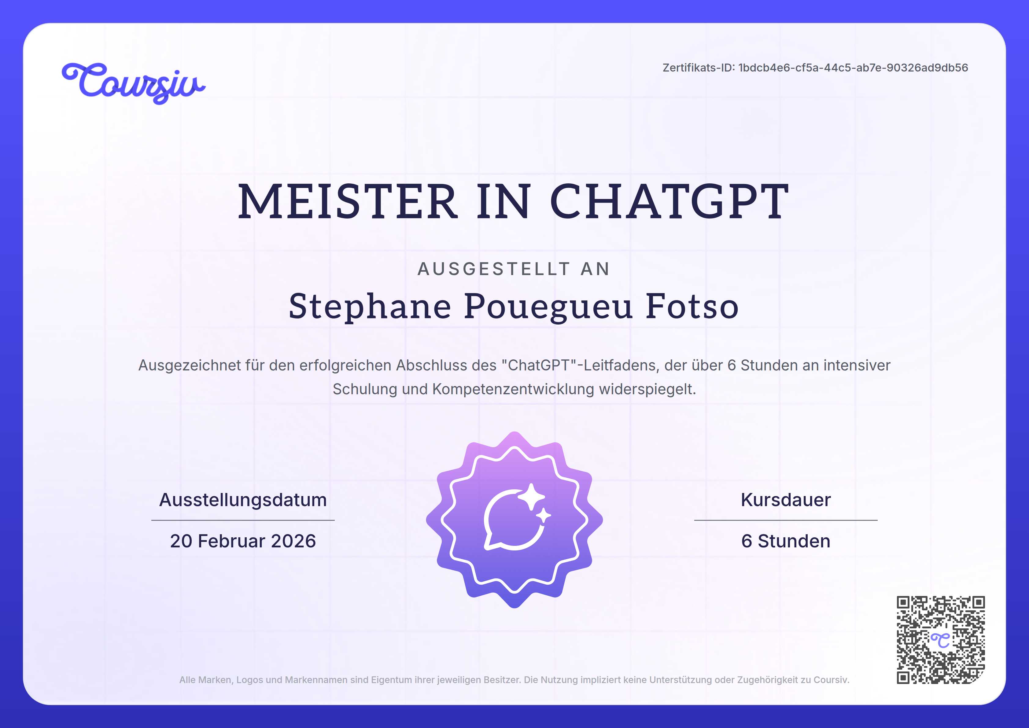 Certificate for ChatGPT