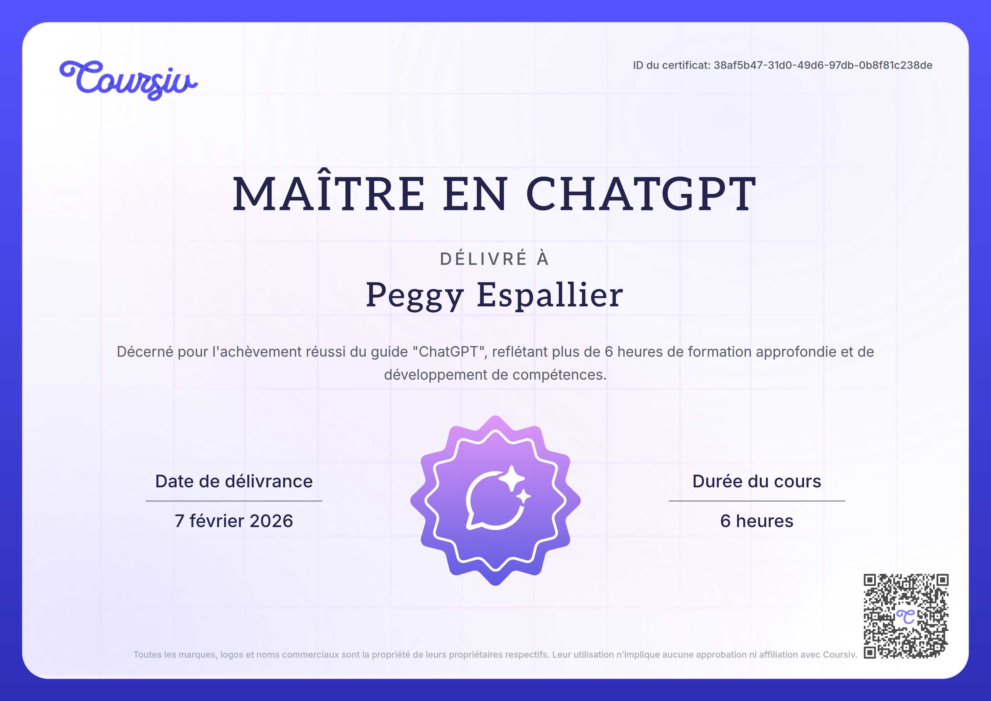 Certificate for ChatGPT