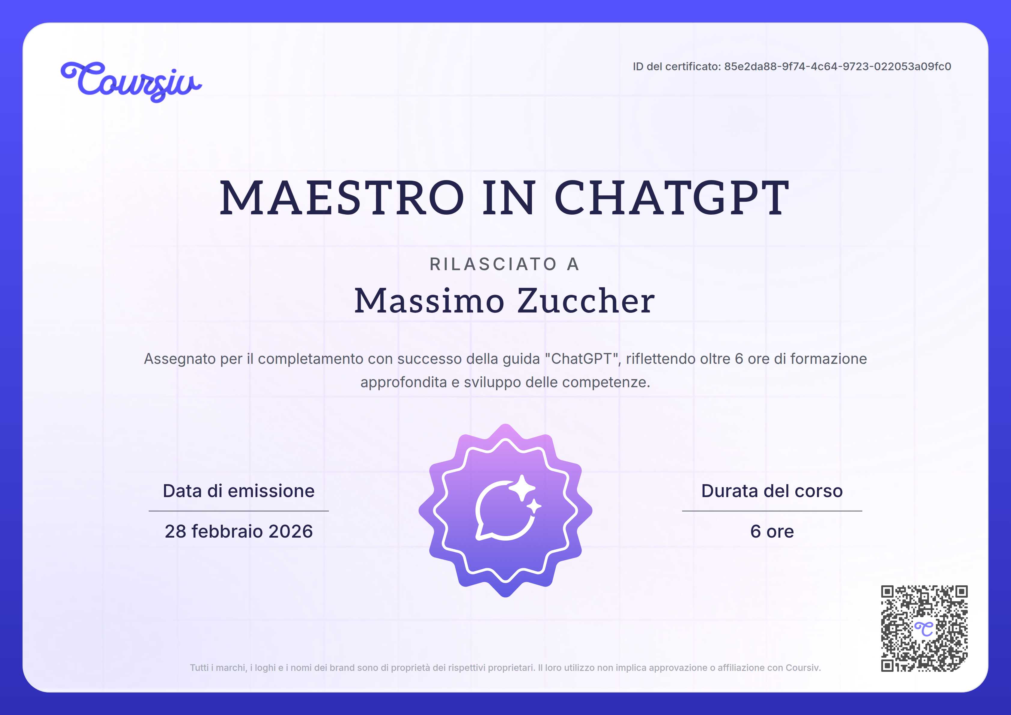 Certificate for ChatGPT