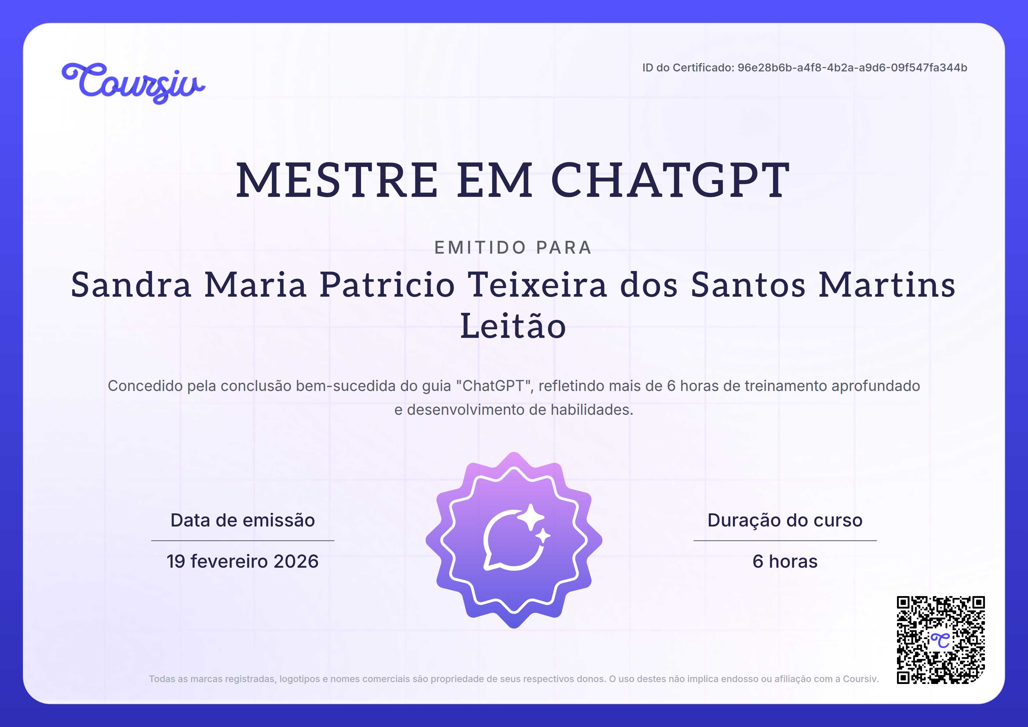 Certificate for ChatGPT