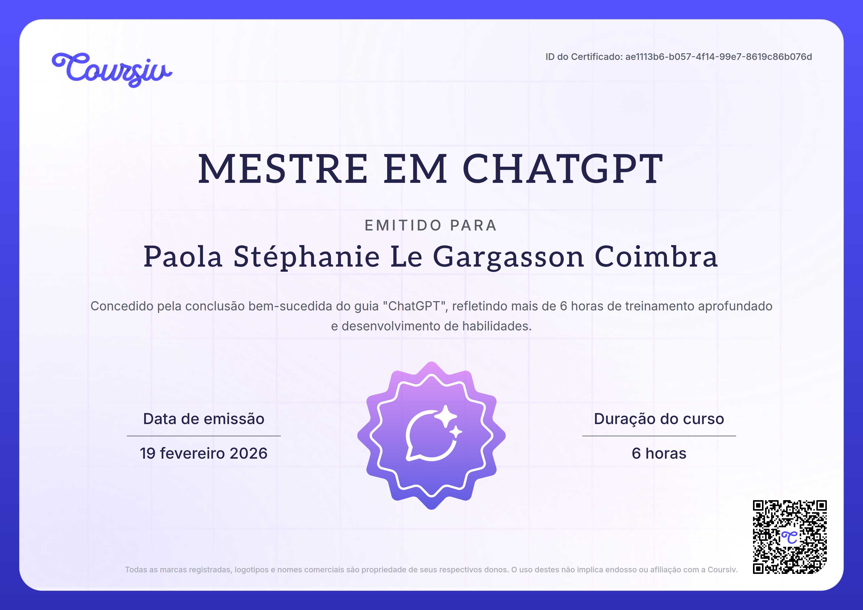 Certificate for ChatGPT