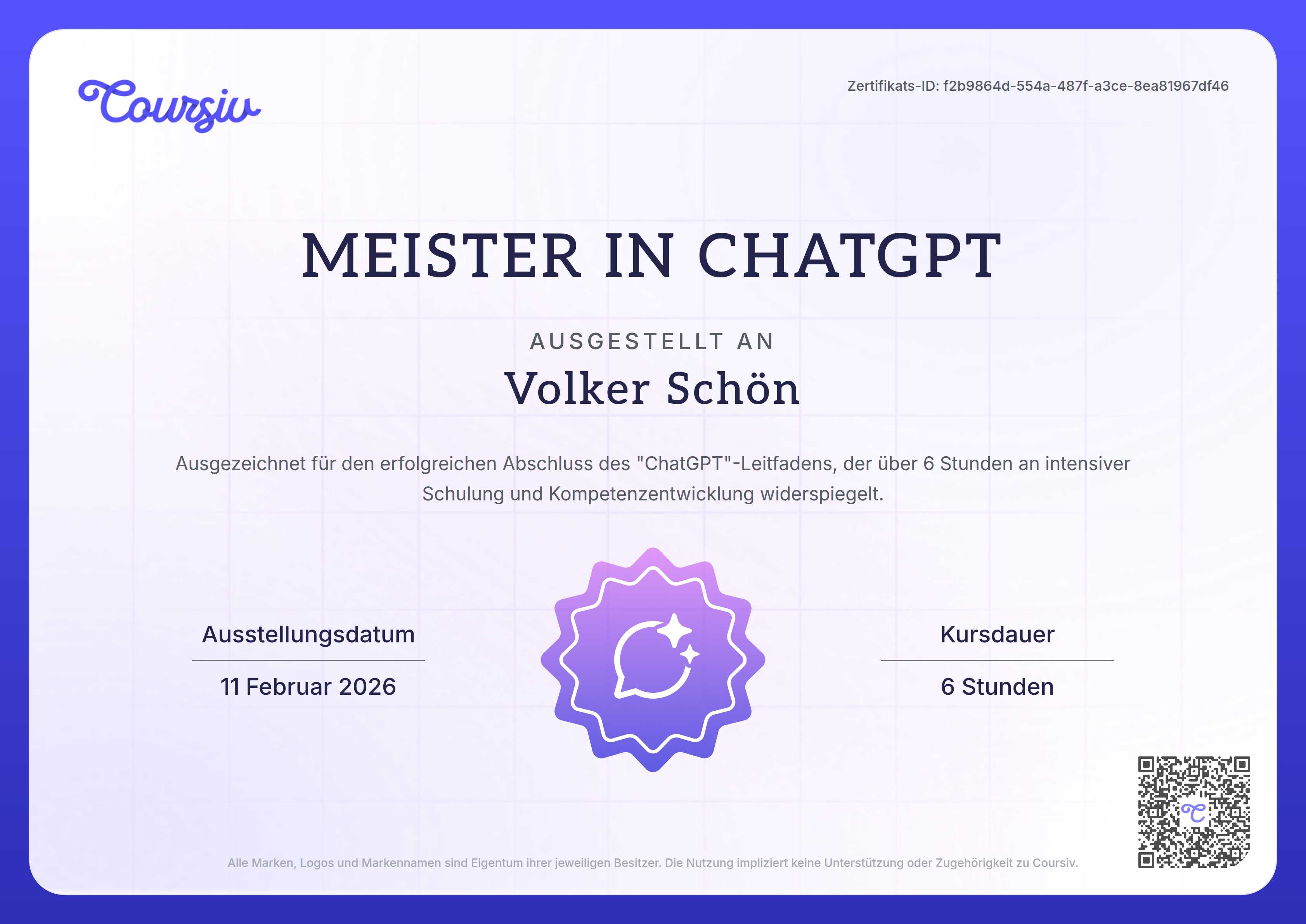 Certificate for ChatGPT