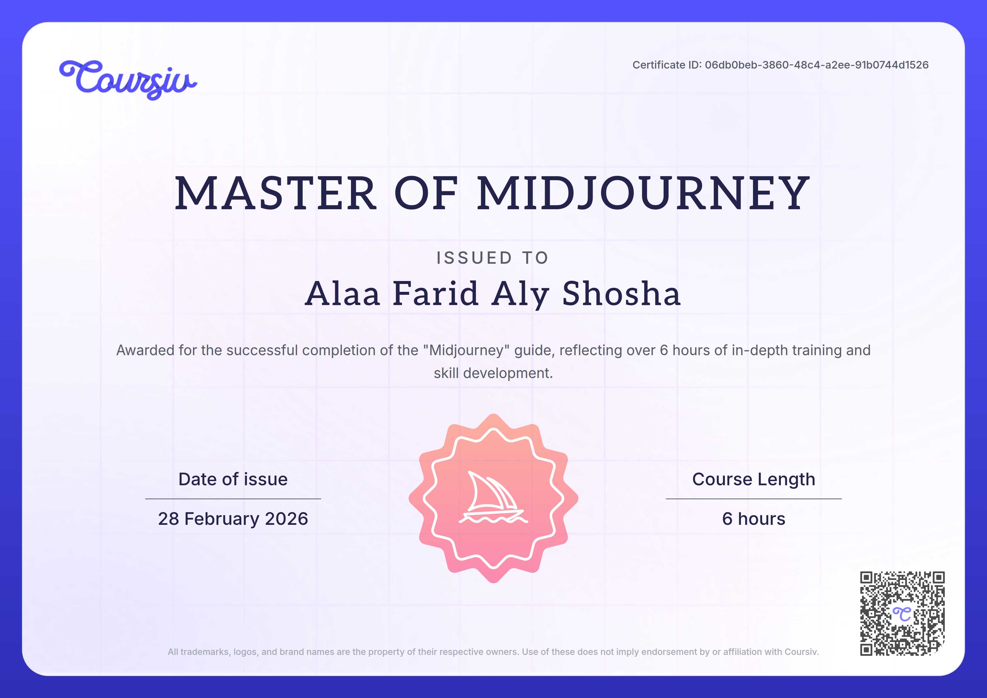 Certificate for Midjourney