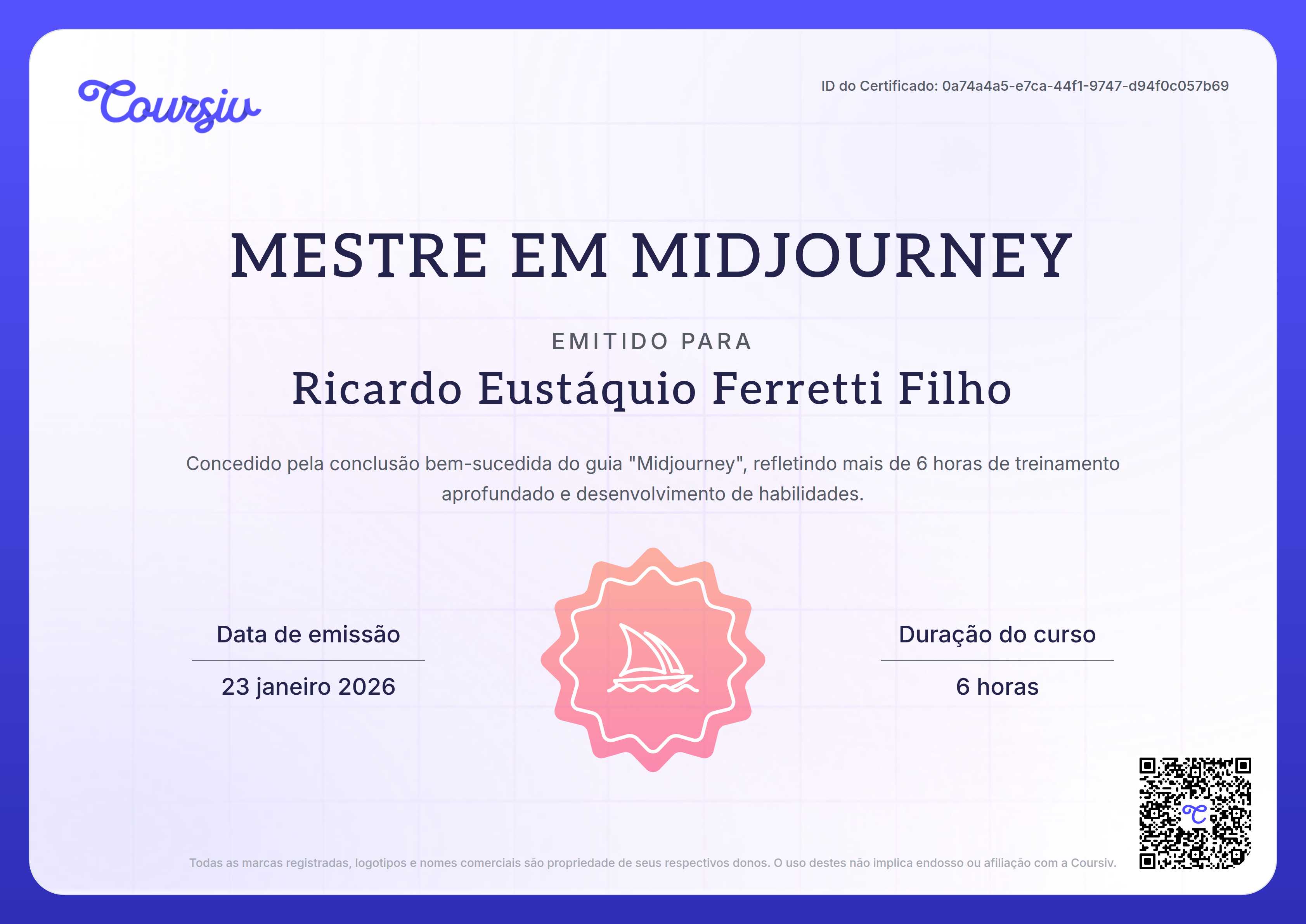 Certificate for Midjourney