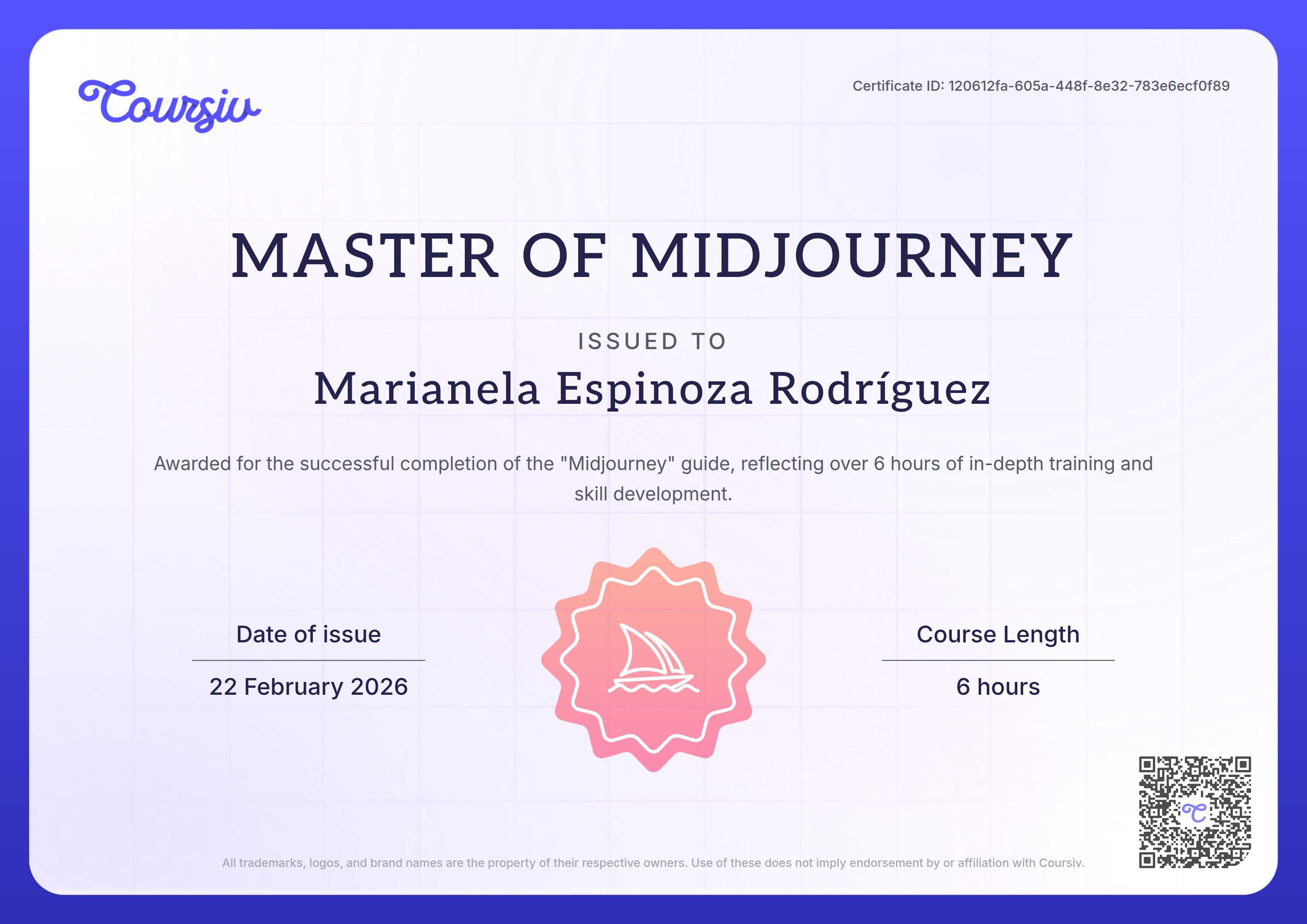 Certificate for Midjourney