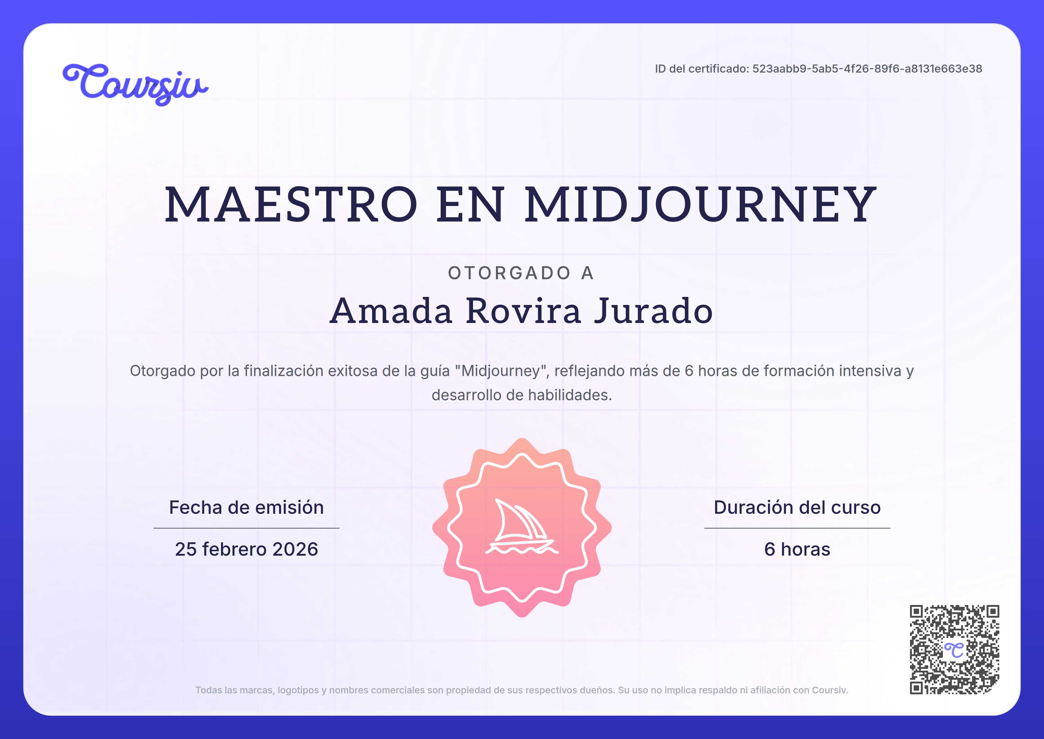 Certificate for Midjourney