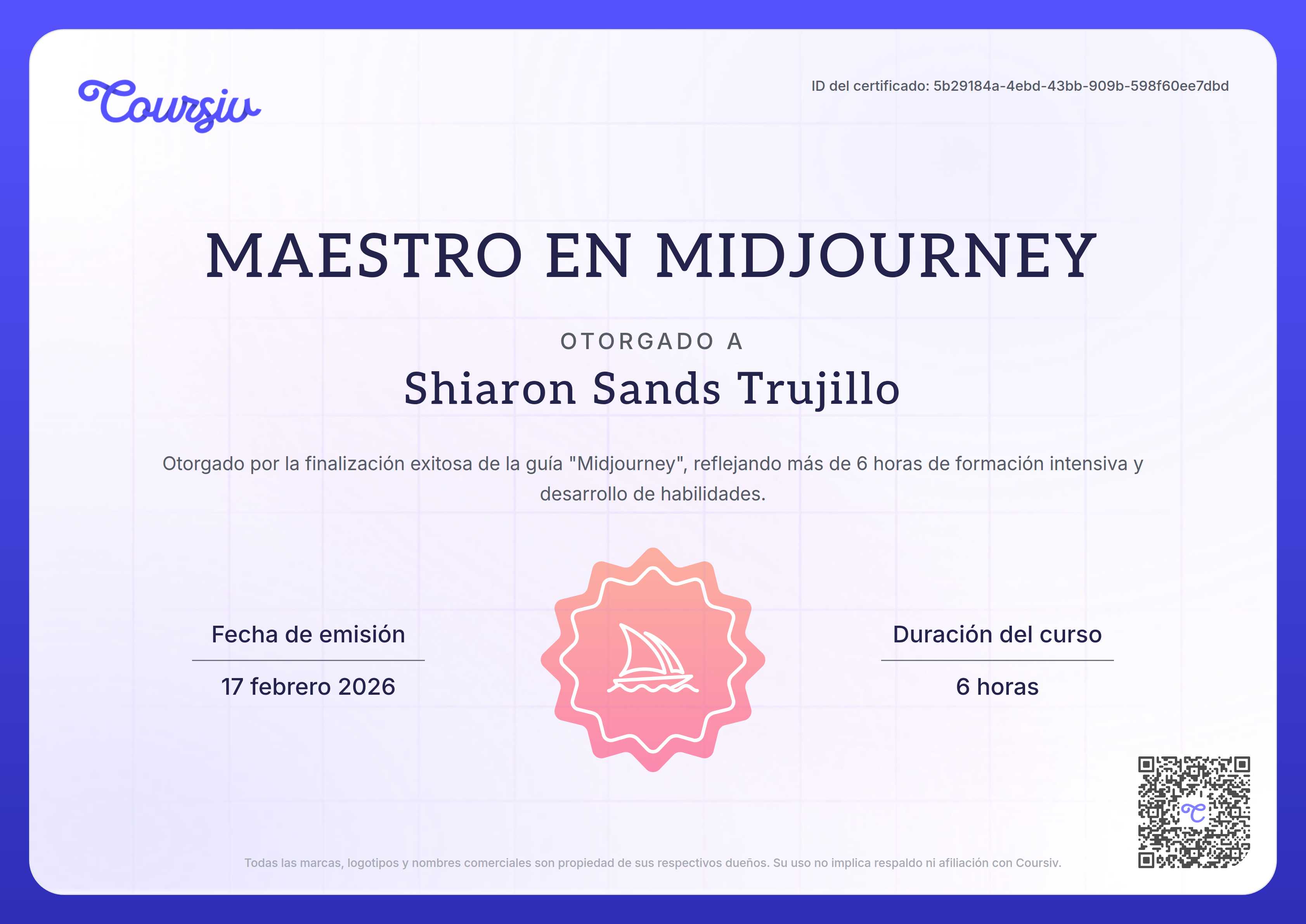 Certificate for Midjourney