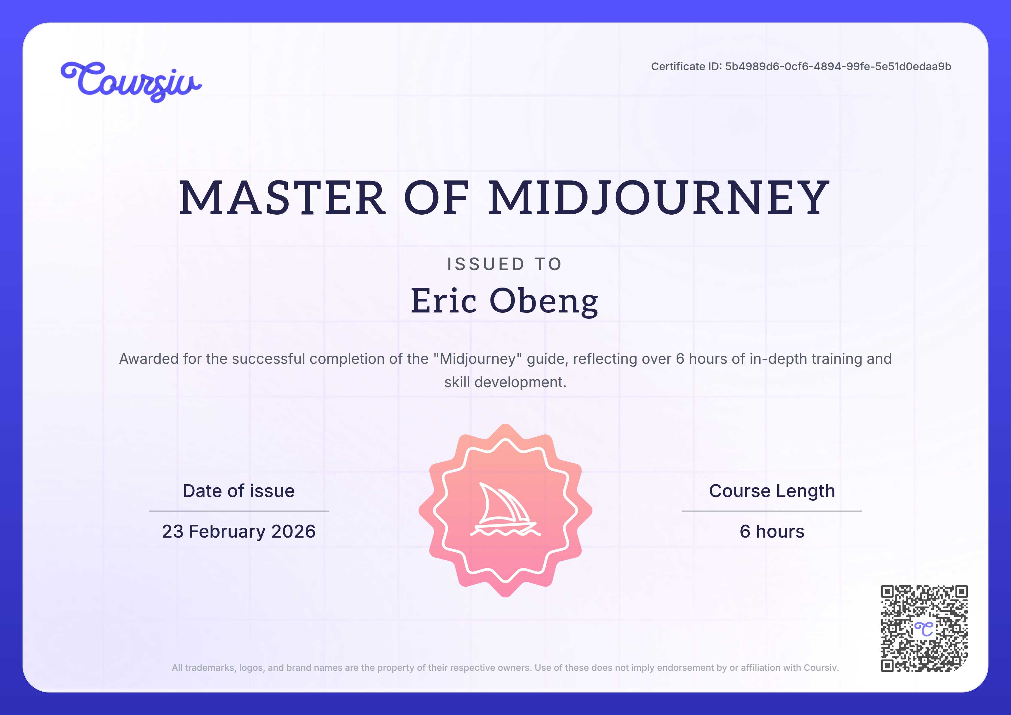 Certificate for Midjourney