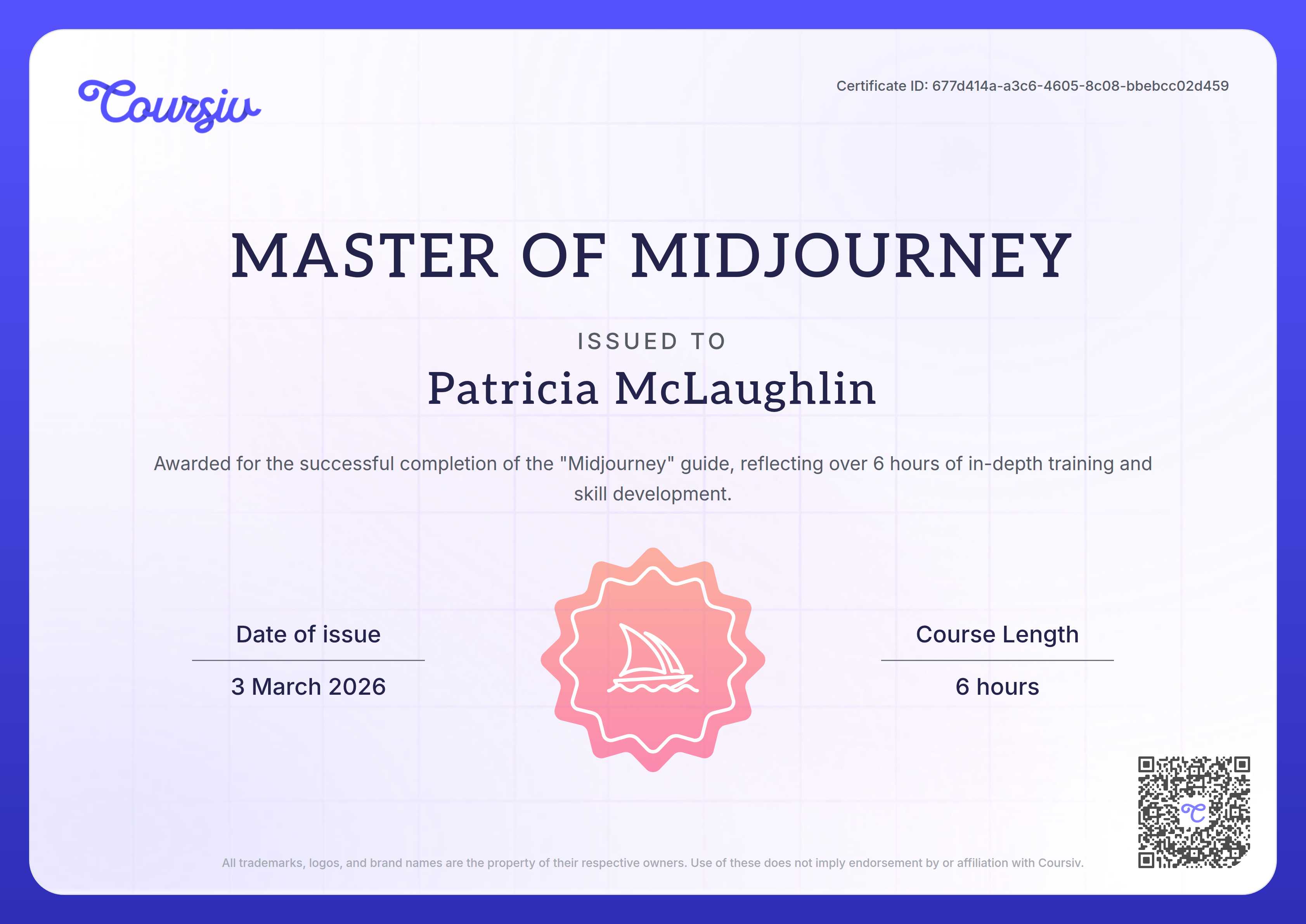 Certificate for Midjourney