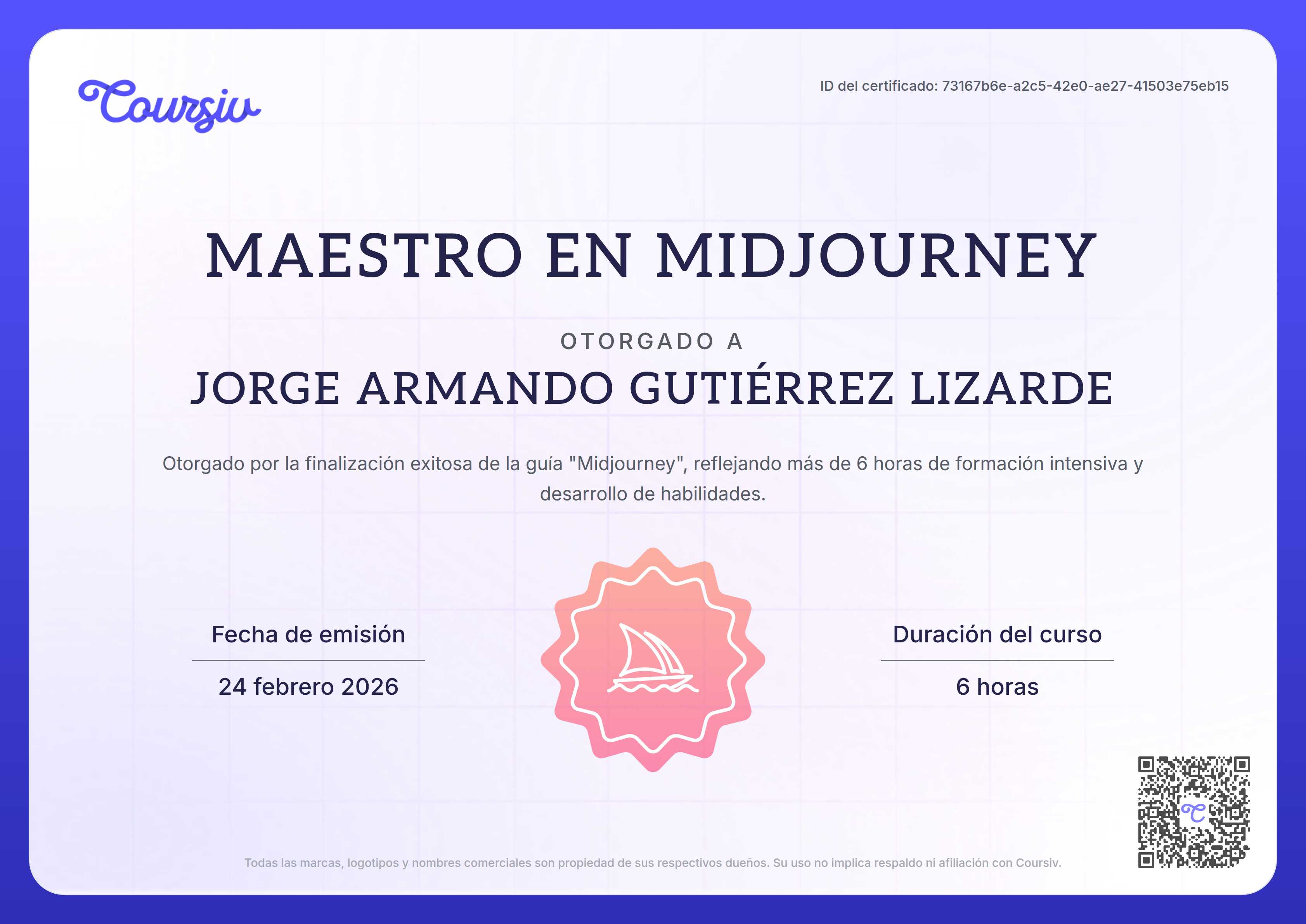 Certificate for Midjourney
