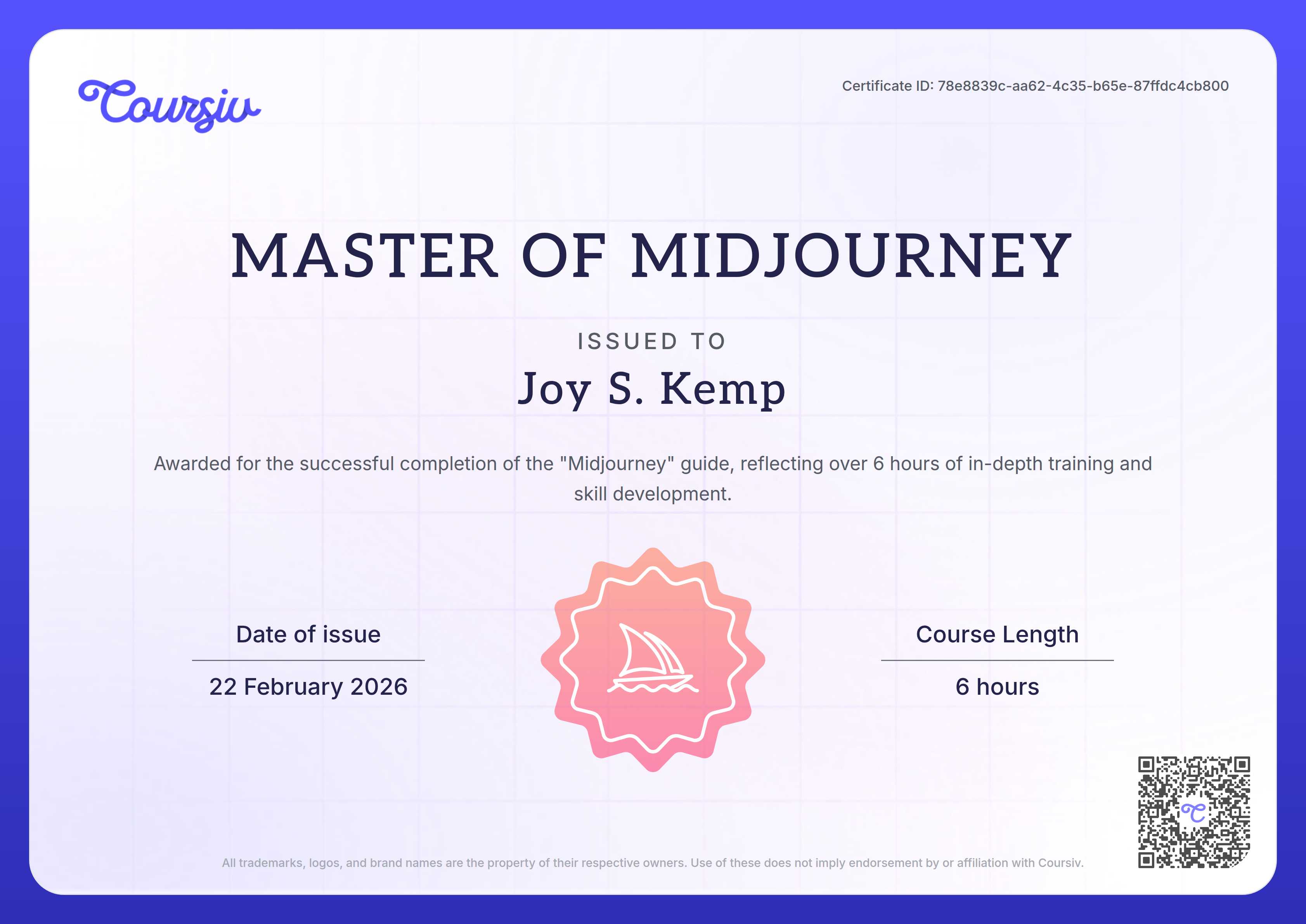 Certificate for Midjourney