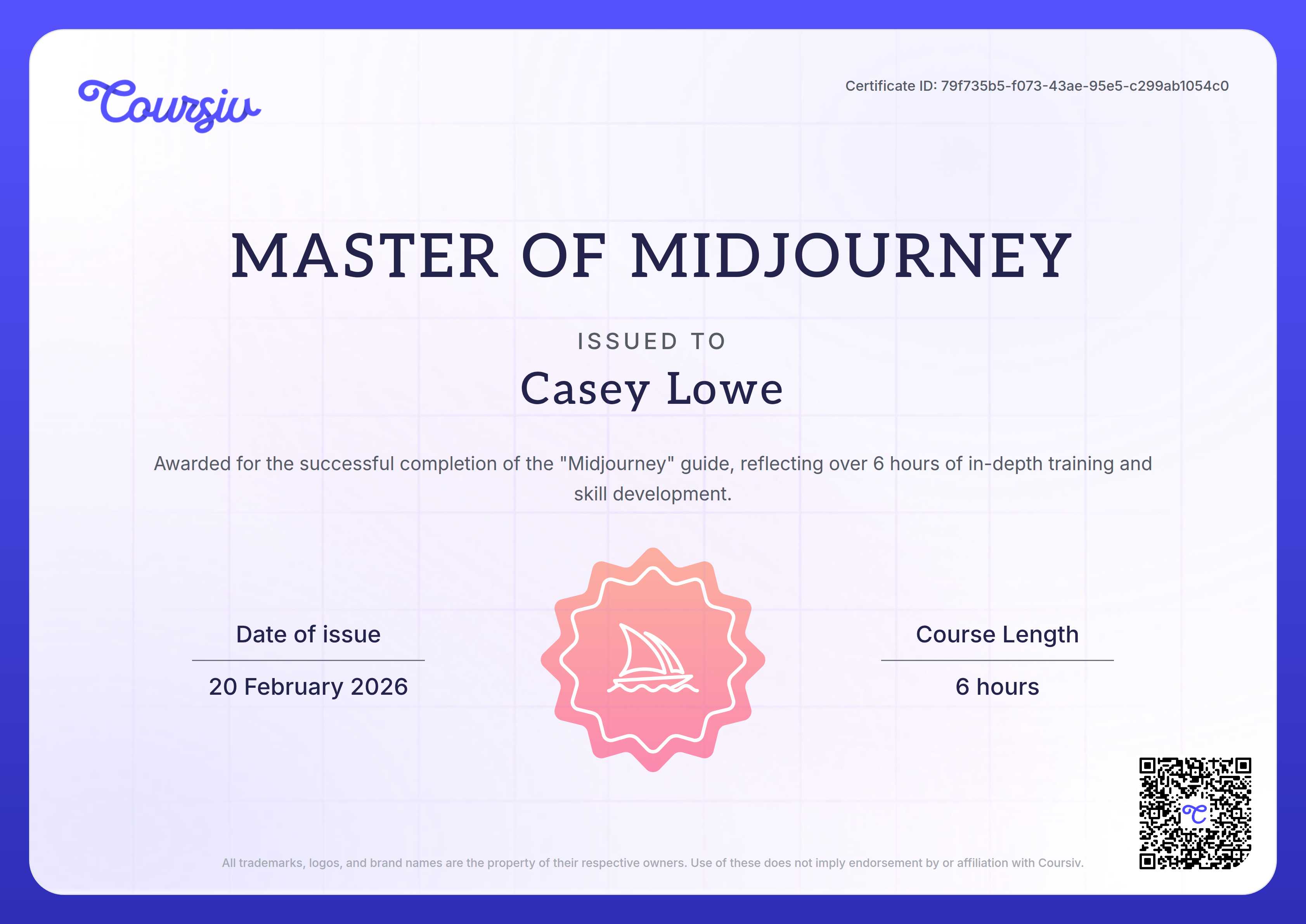 Certificate for Midjourney