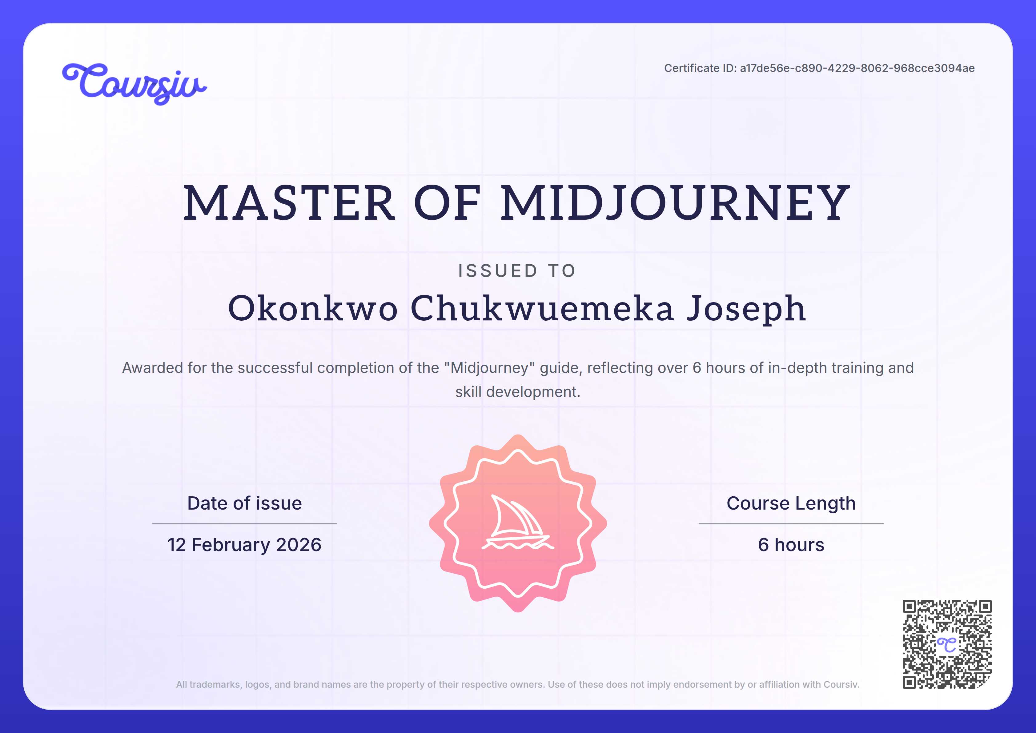Certificate for Midjourney
