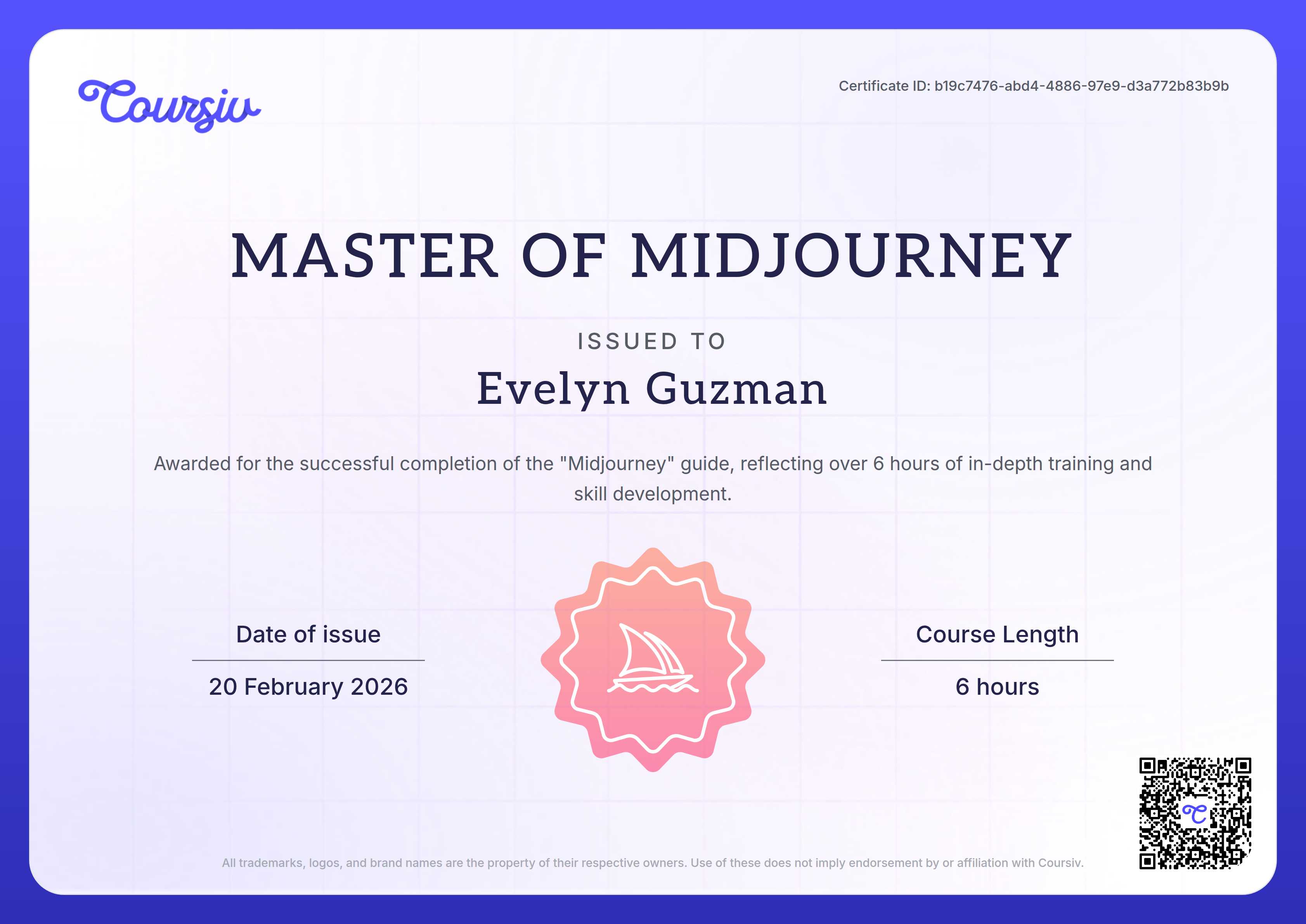 Certificate for Midjourney