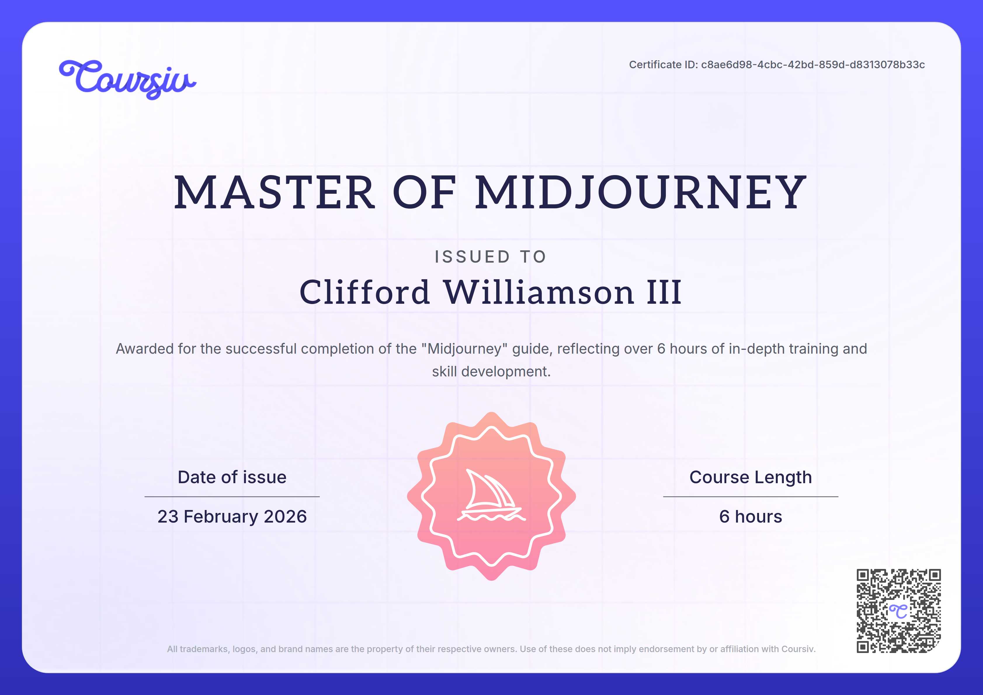 Certificate for Midjourney