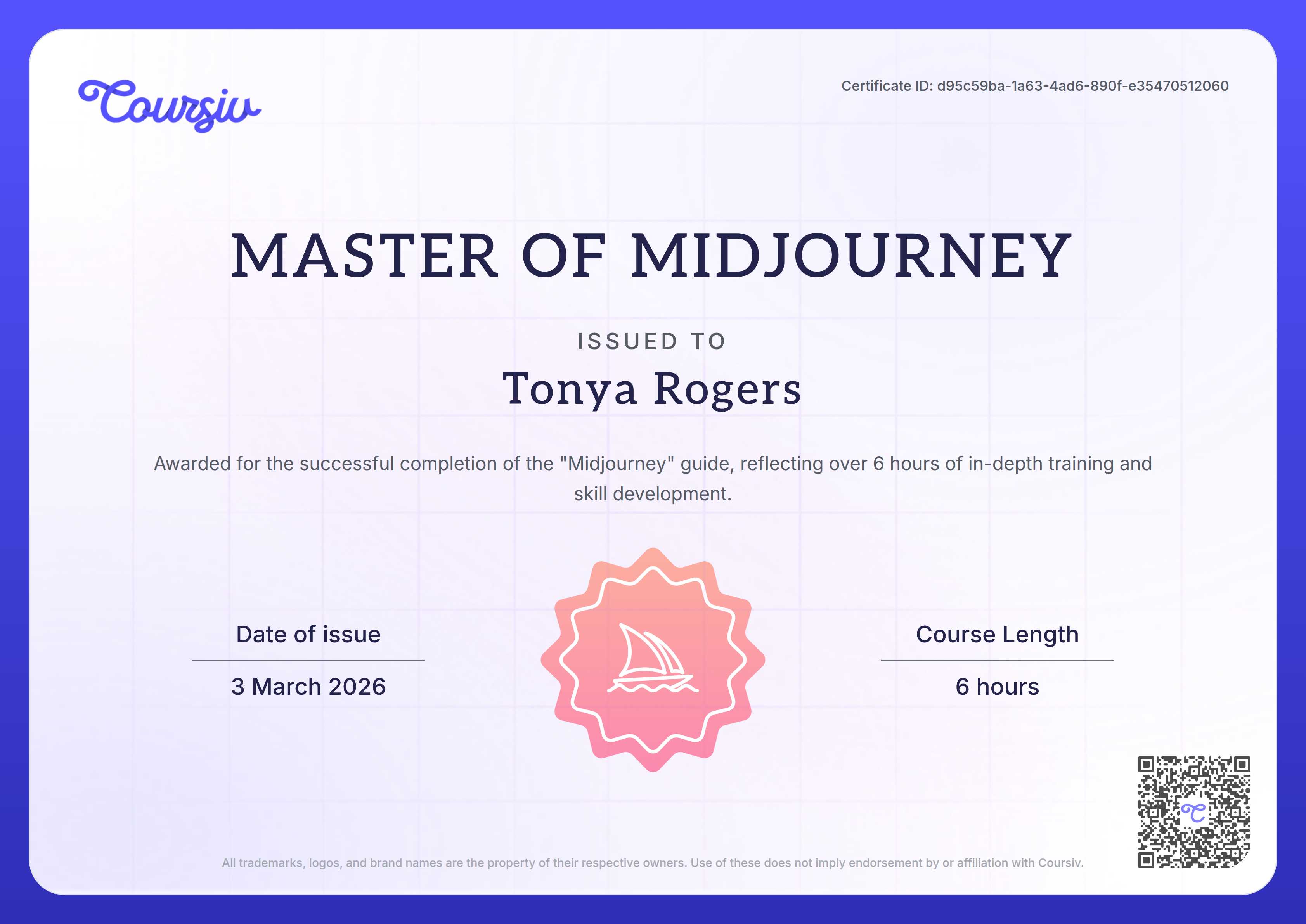 Certificate for Midjourney
