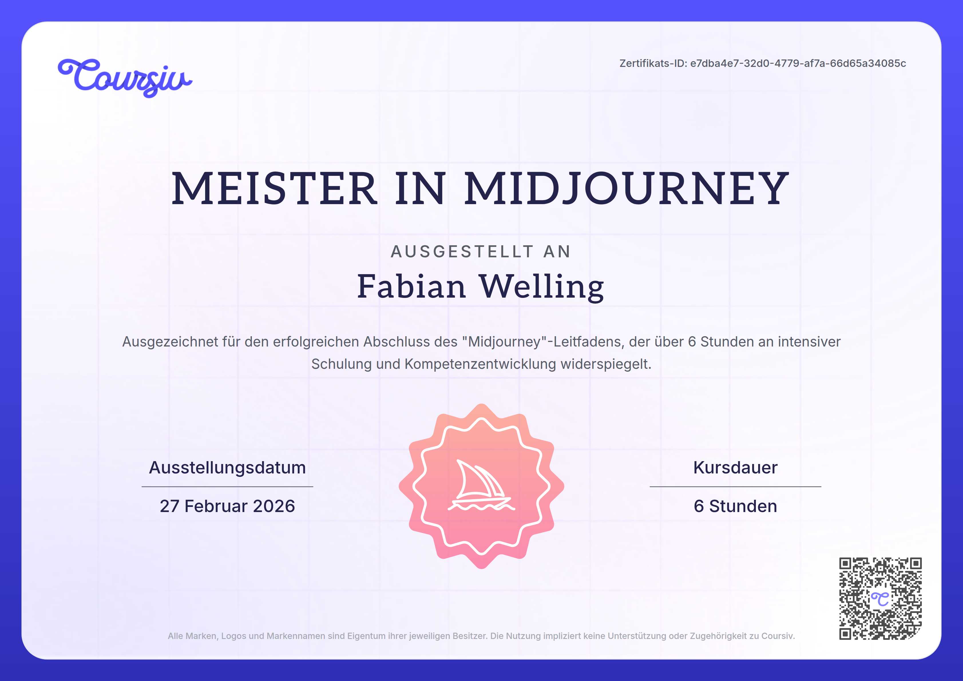 Certificate for Midjourney