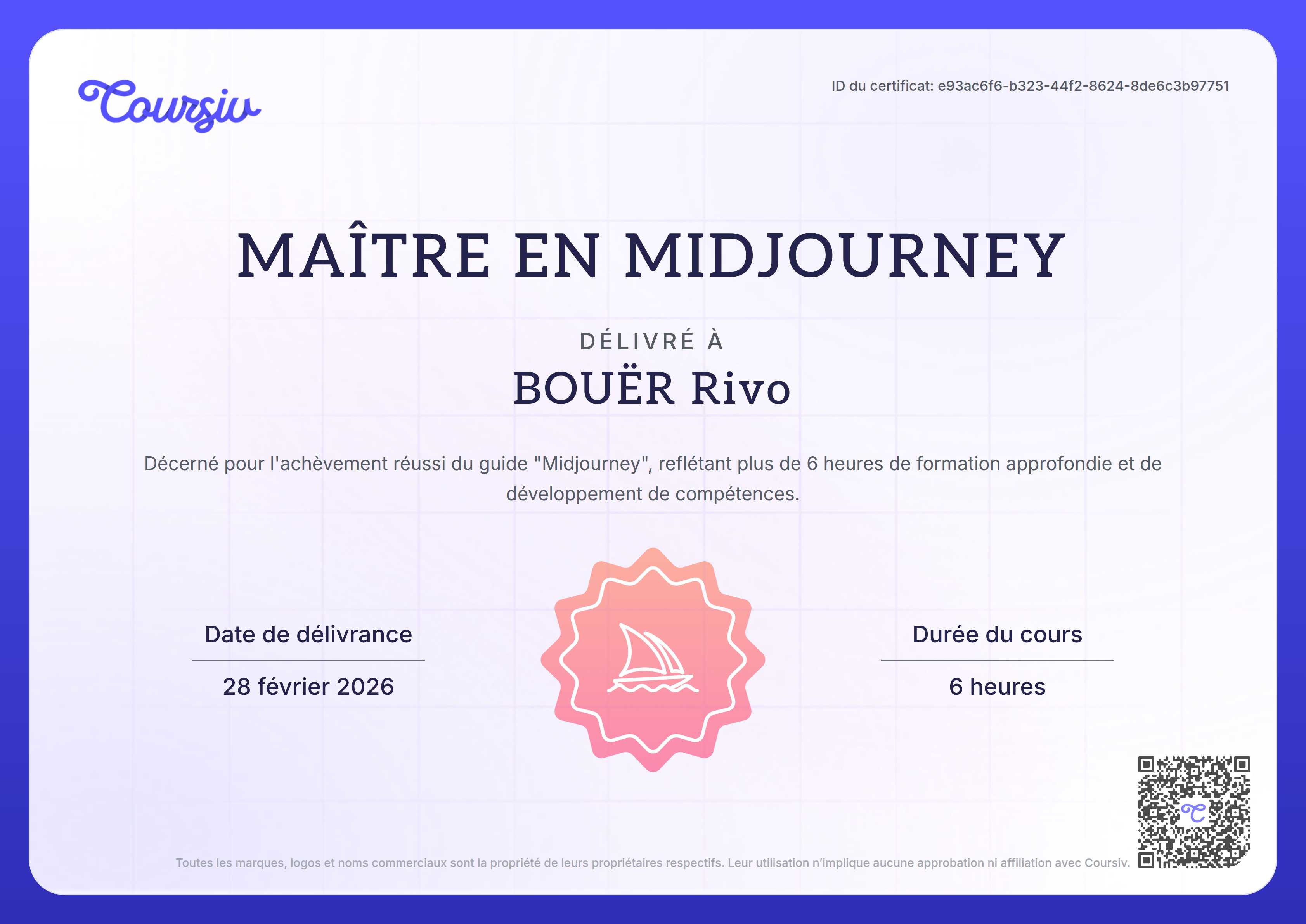 Certificate for Midjourney