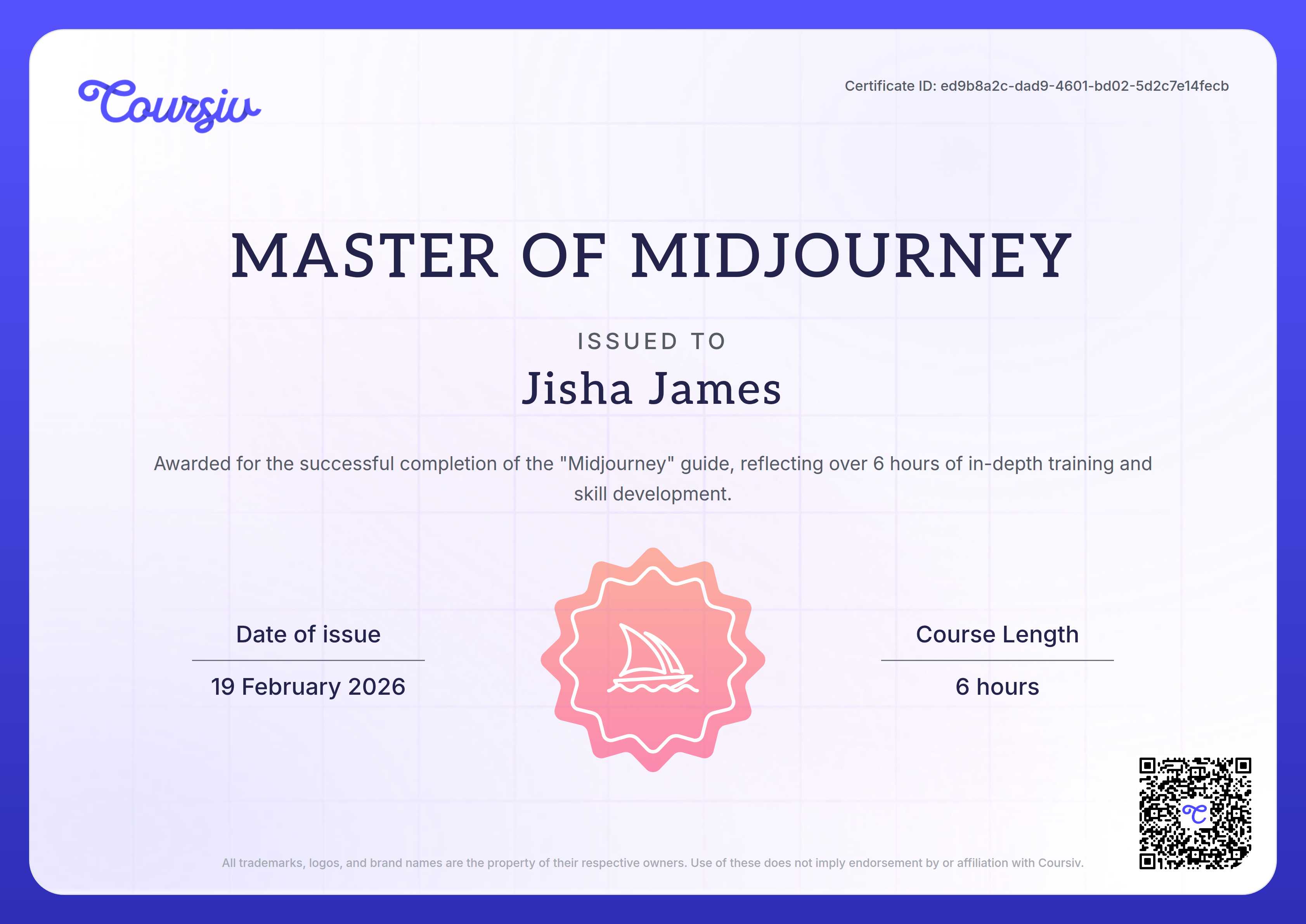 Certificate for Midjourney