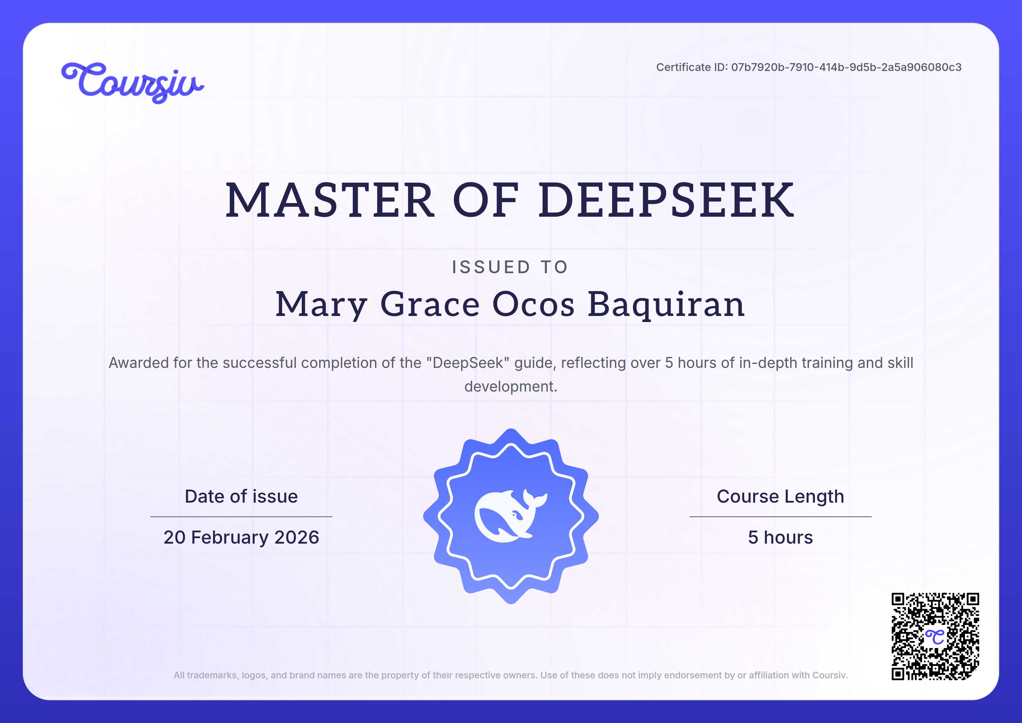 Certificate for DeepSeek