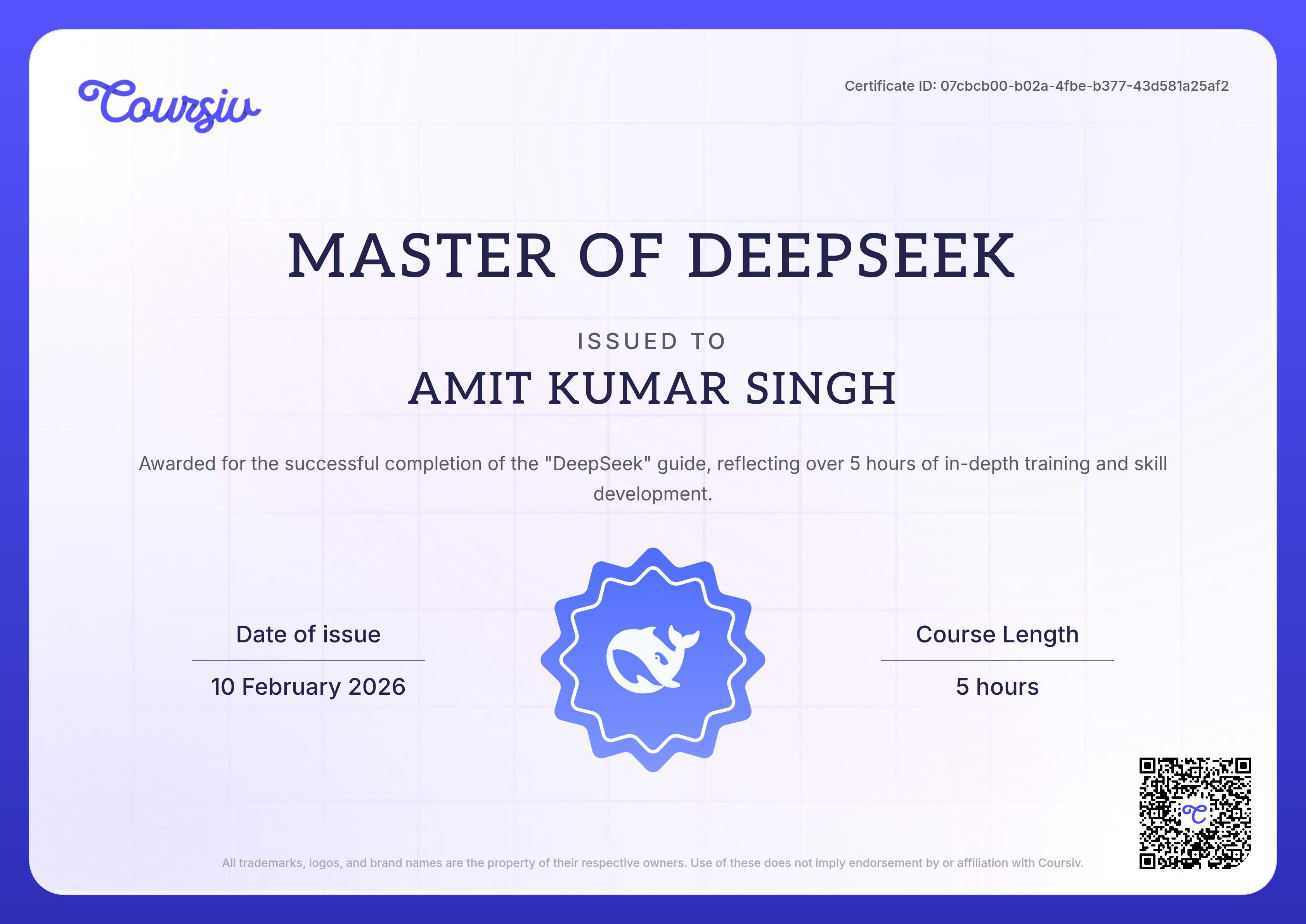 Certificate for DeepSeek
