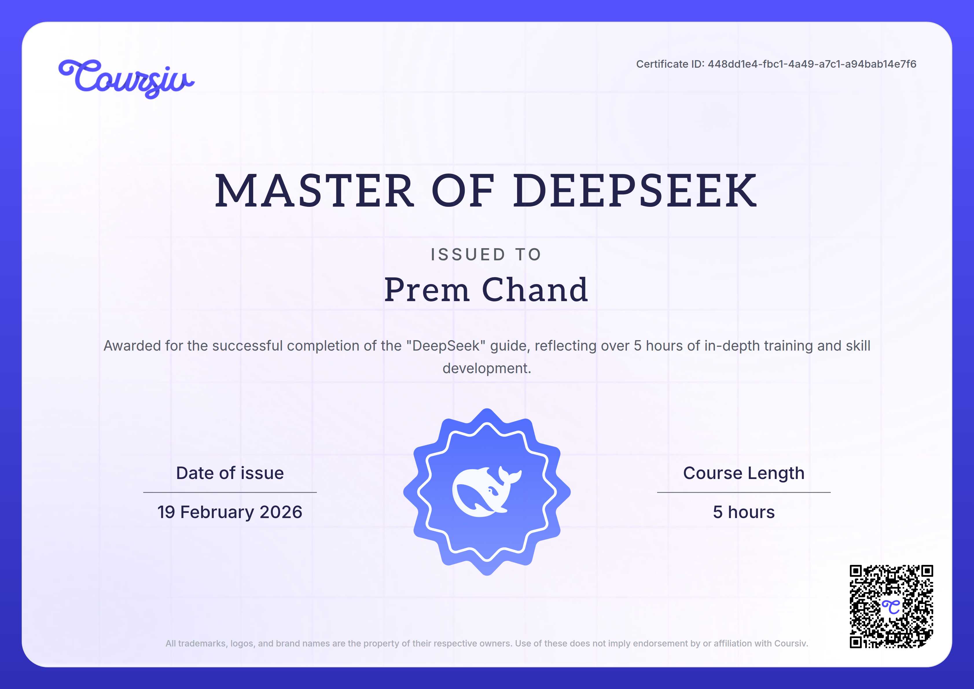 Certificate for DeepSeek