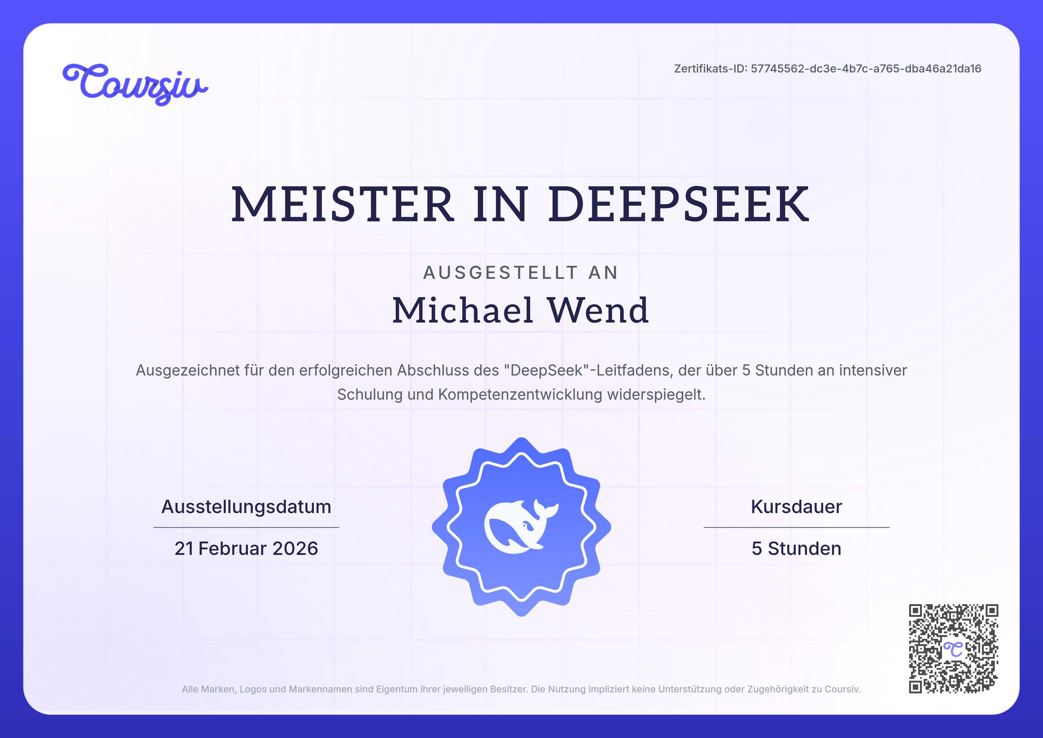 Certificate for DeepSeek