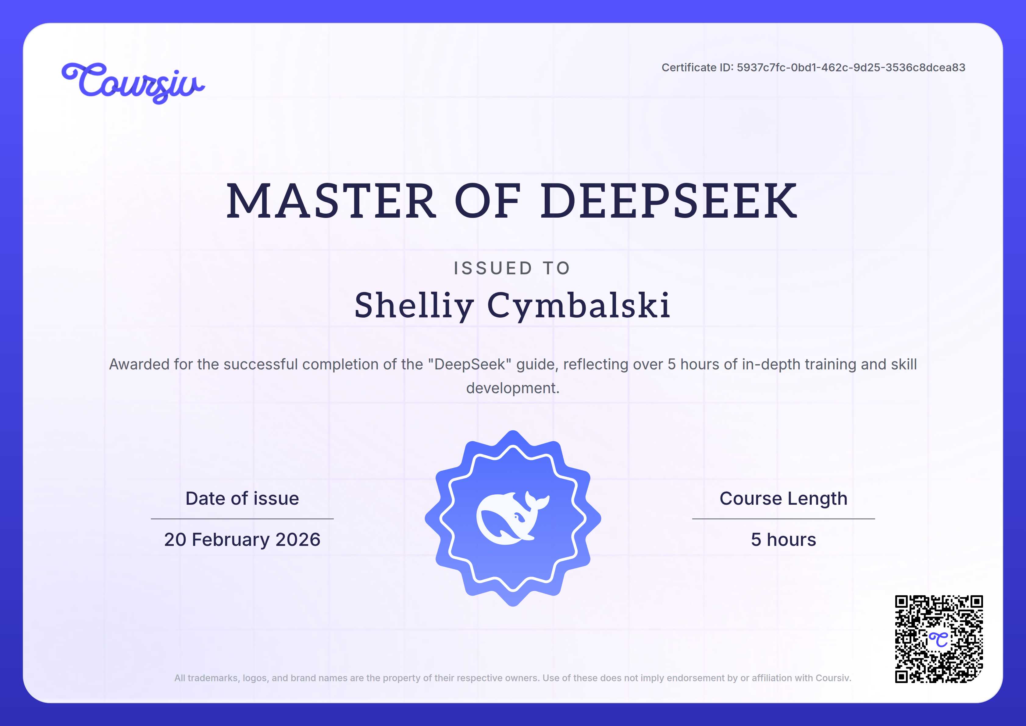 Certificate for DeepSeek