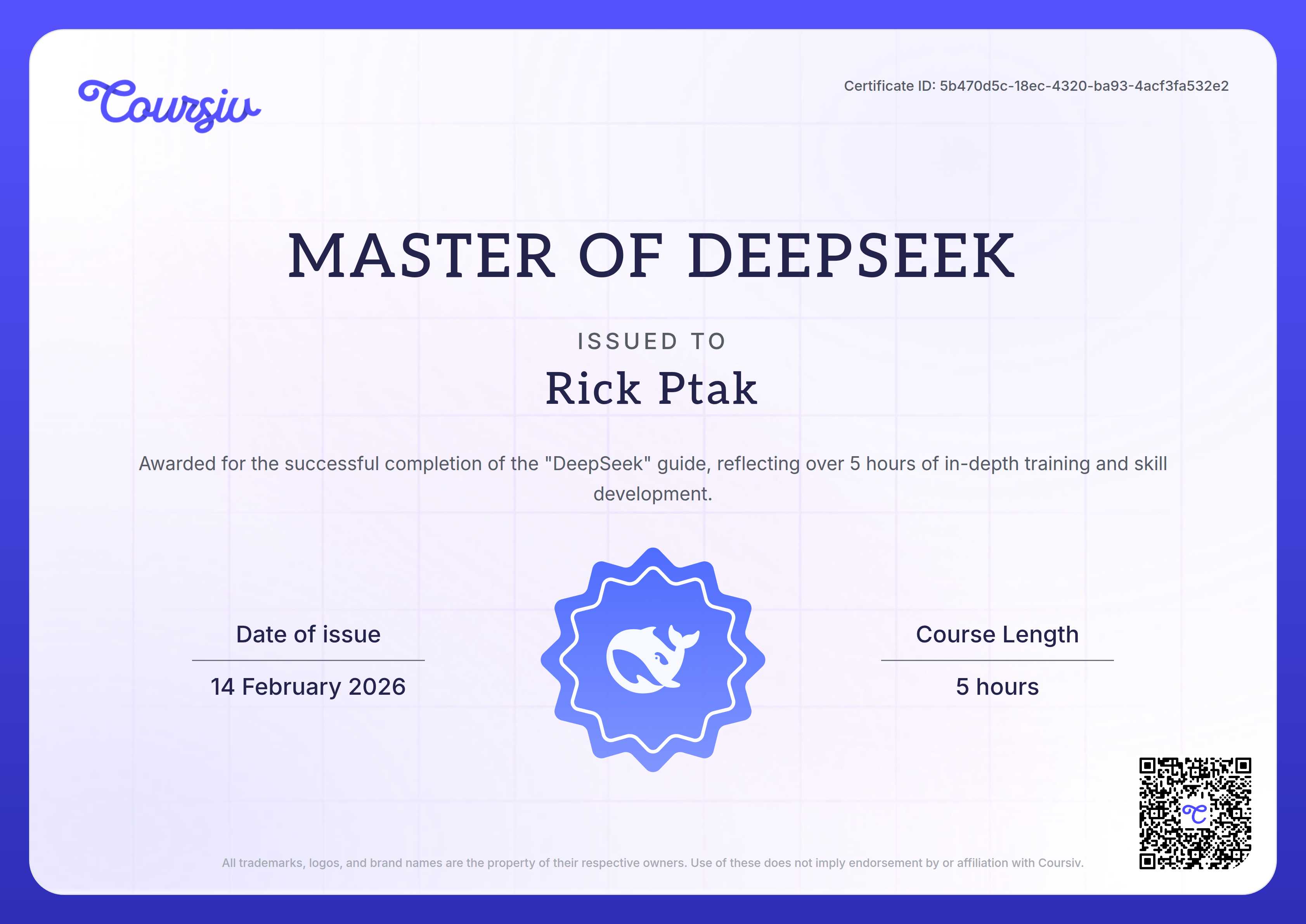 Certificate for DeepSeek