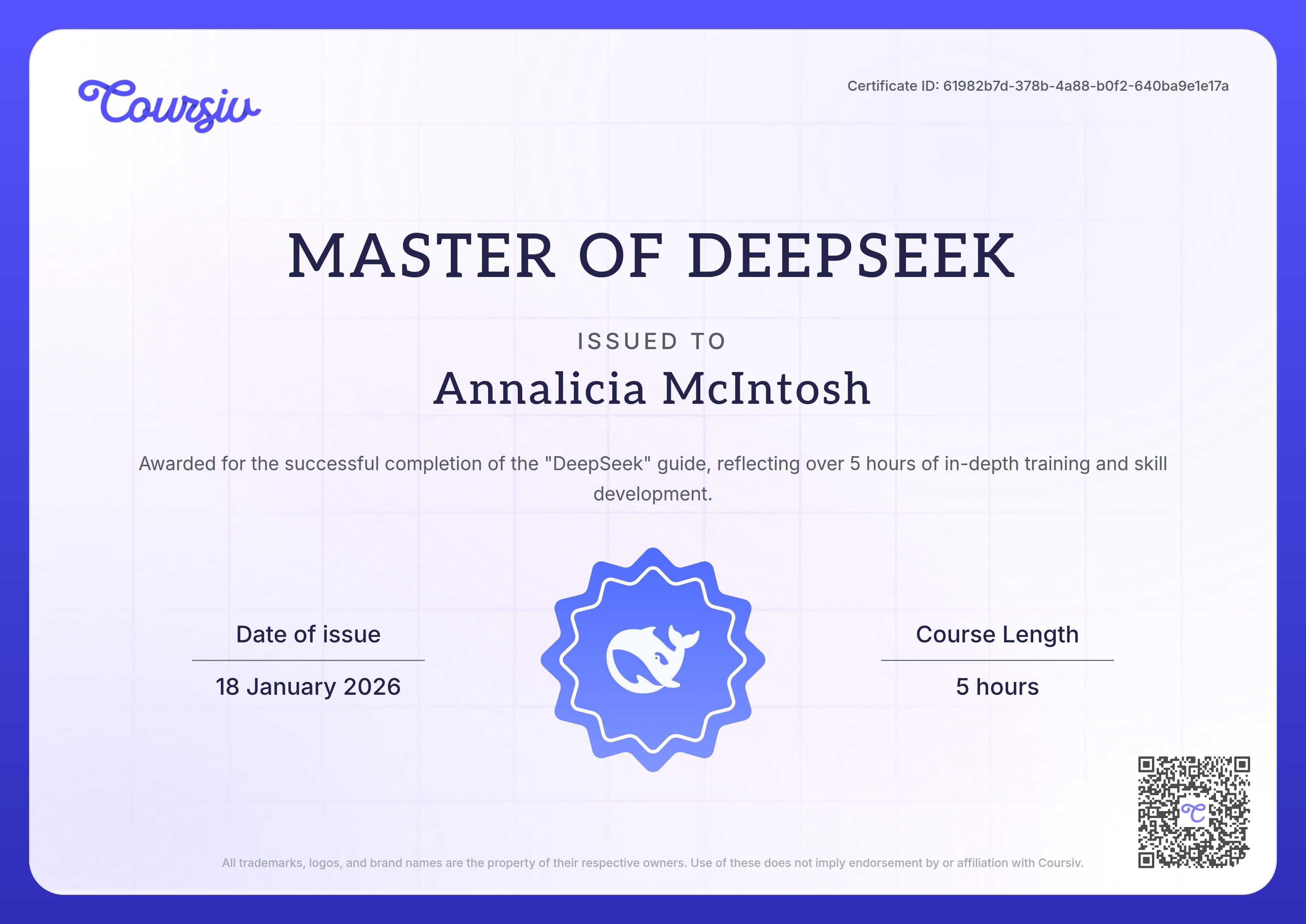 Certificate for DeepSeek