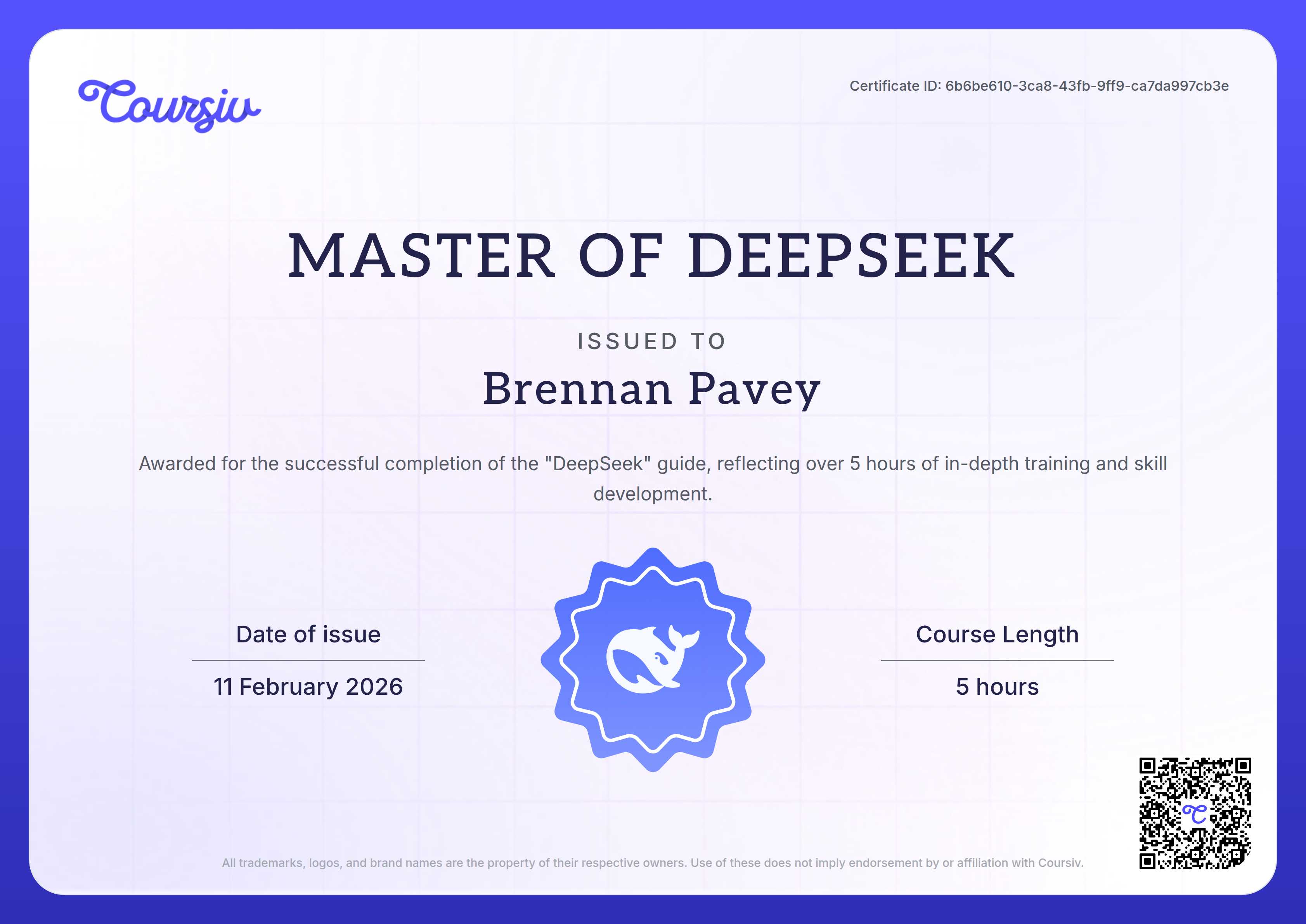 Certificate for DeepSeek