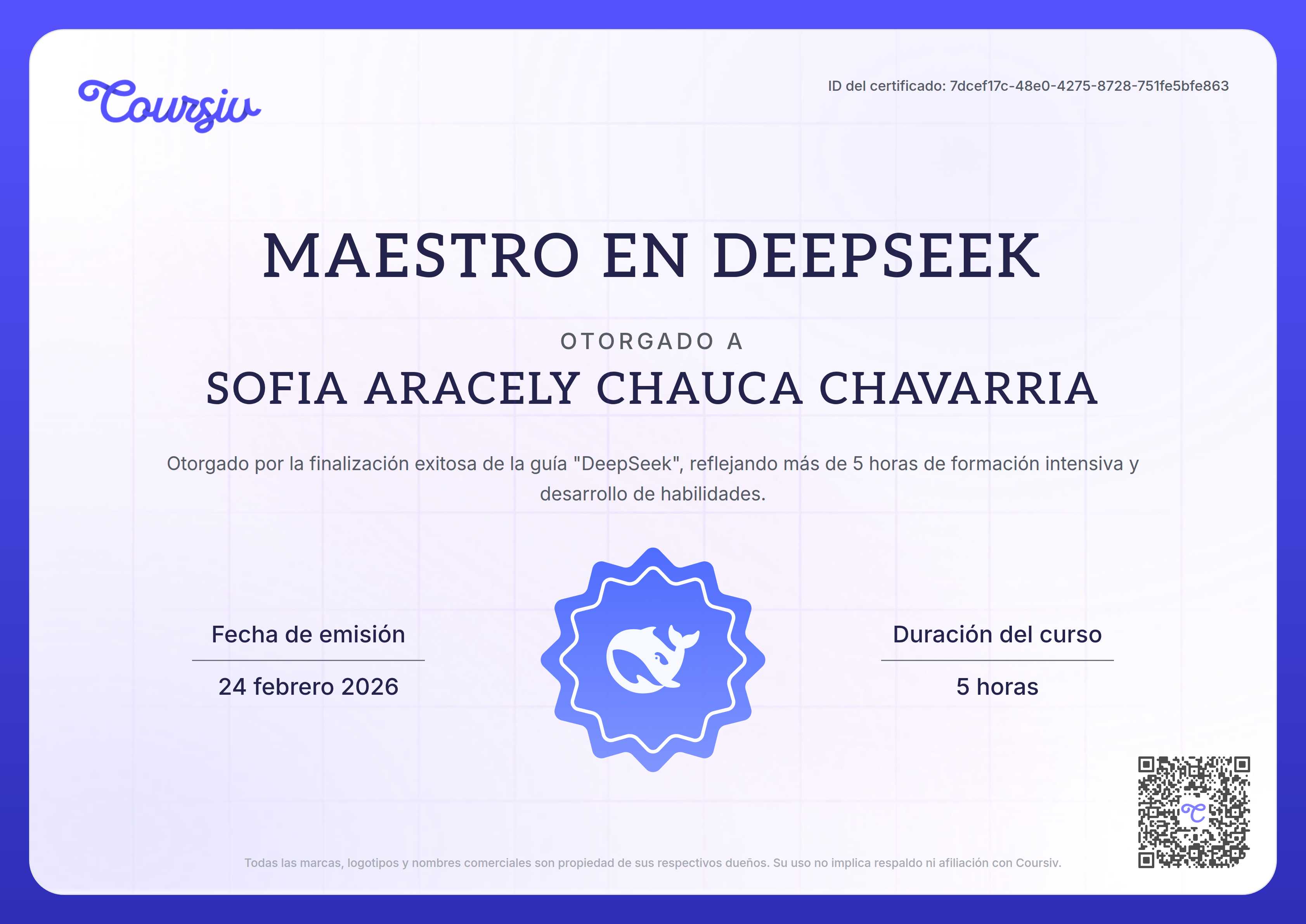 Certificate for DeepSeek