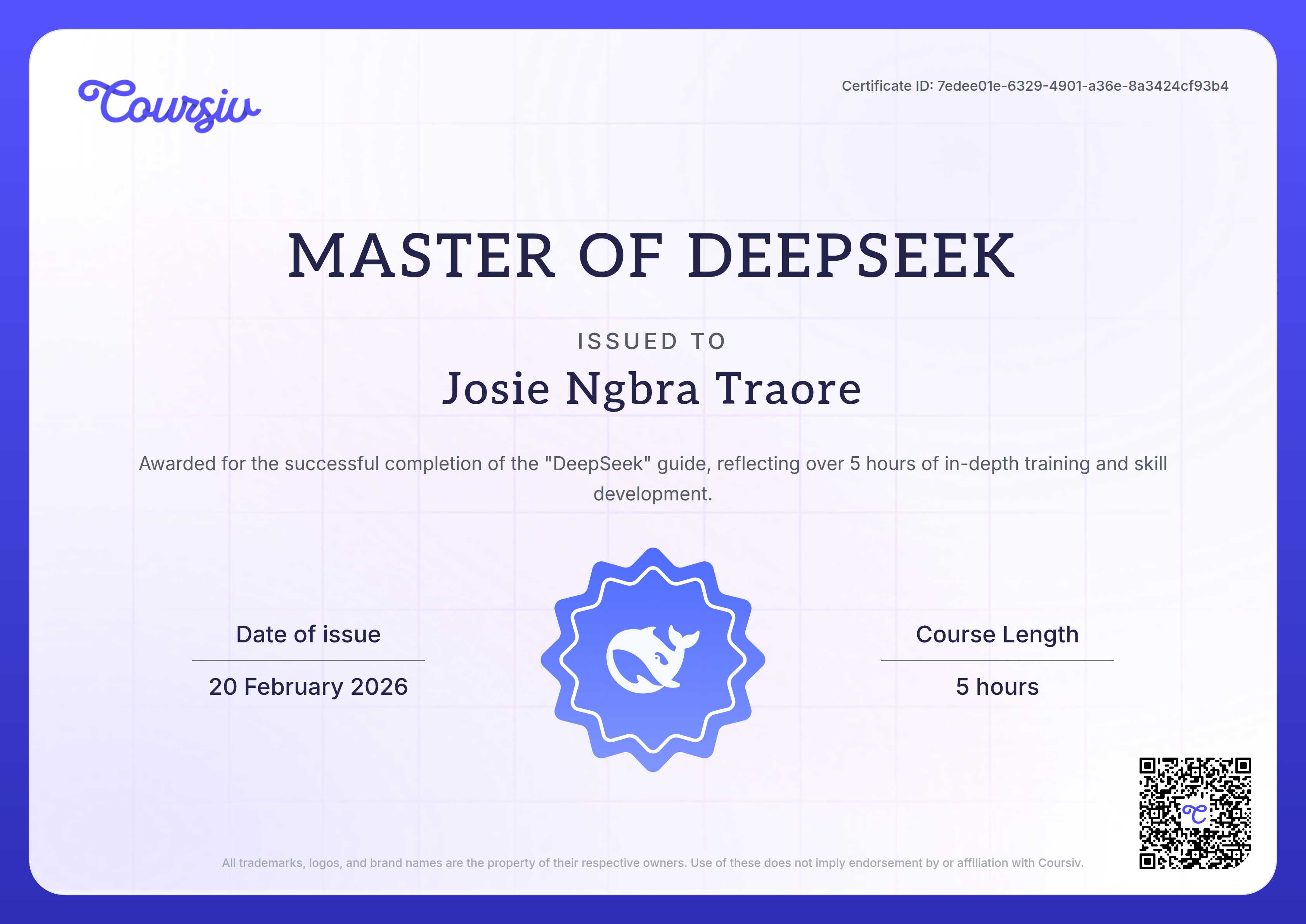 Certificate for DeepSeek