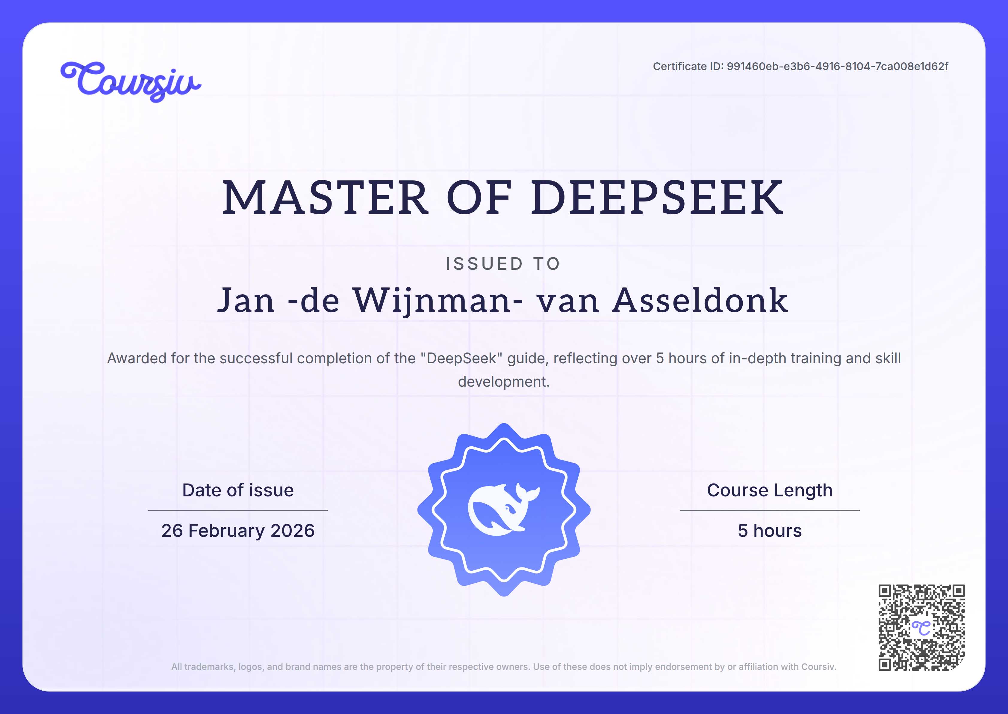 Certificate for DeepSeek