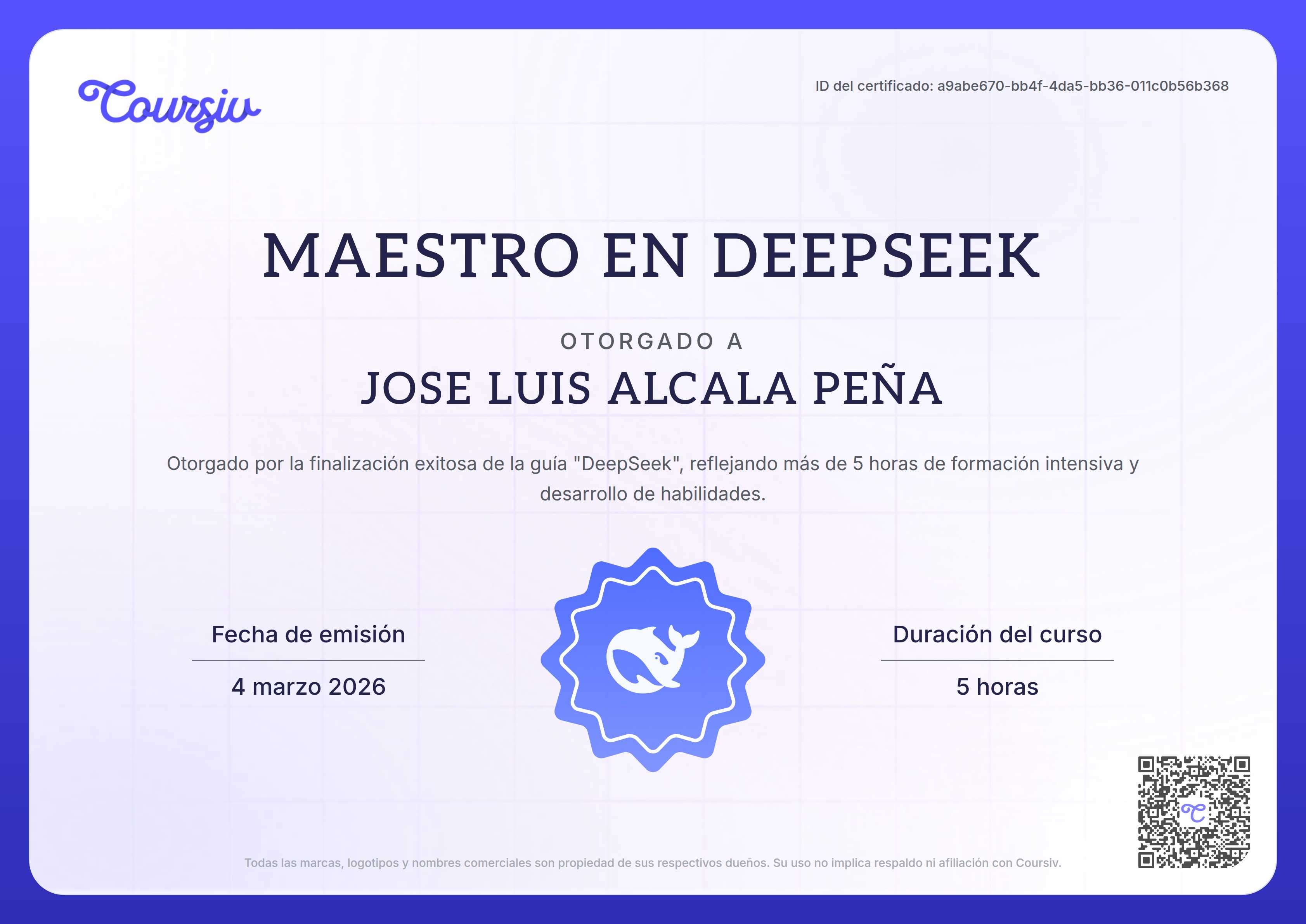 Certificate for DeepSeek