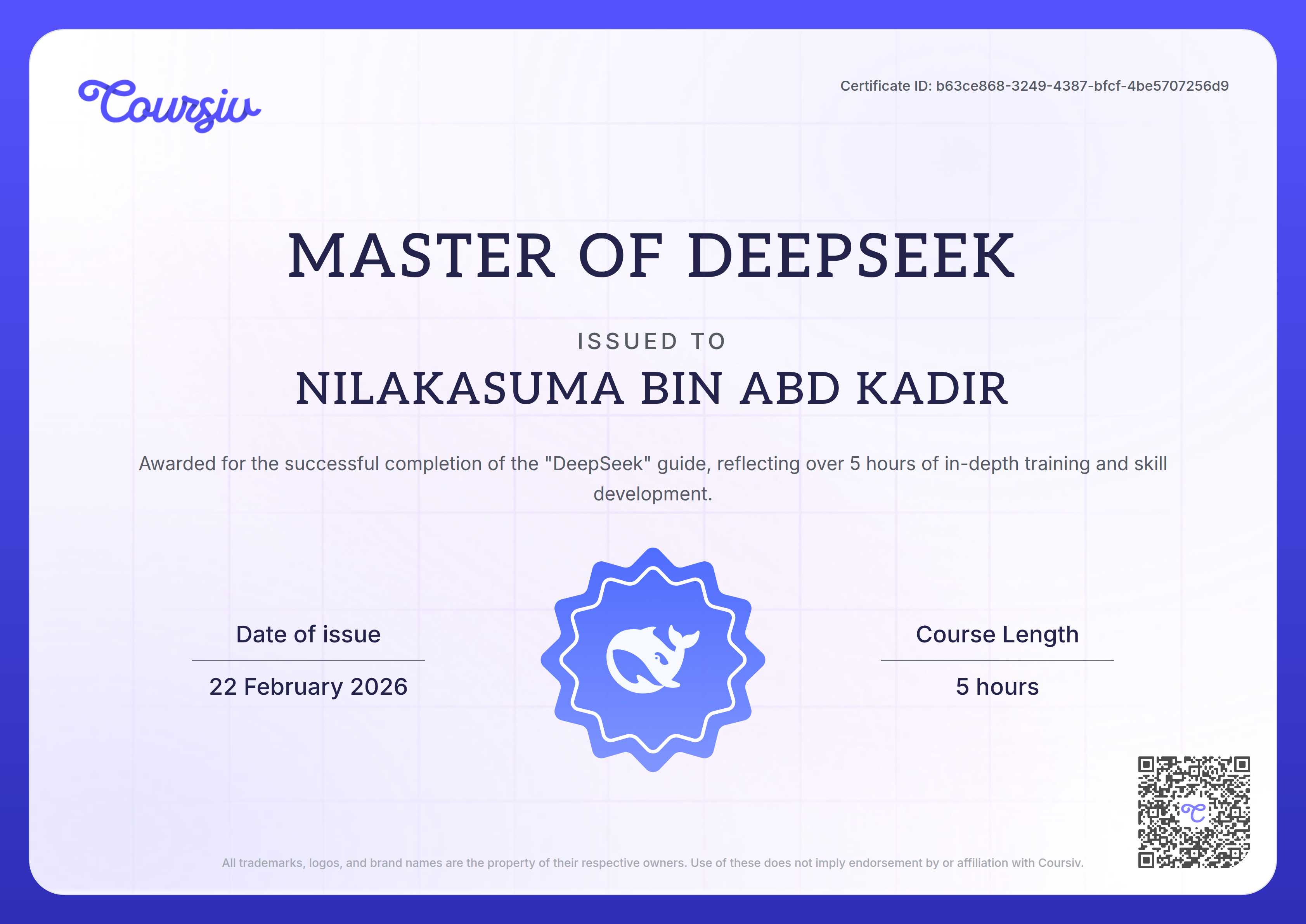 Certificate for DeepSeek