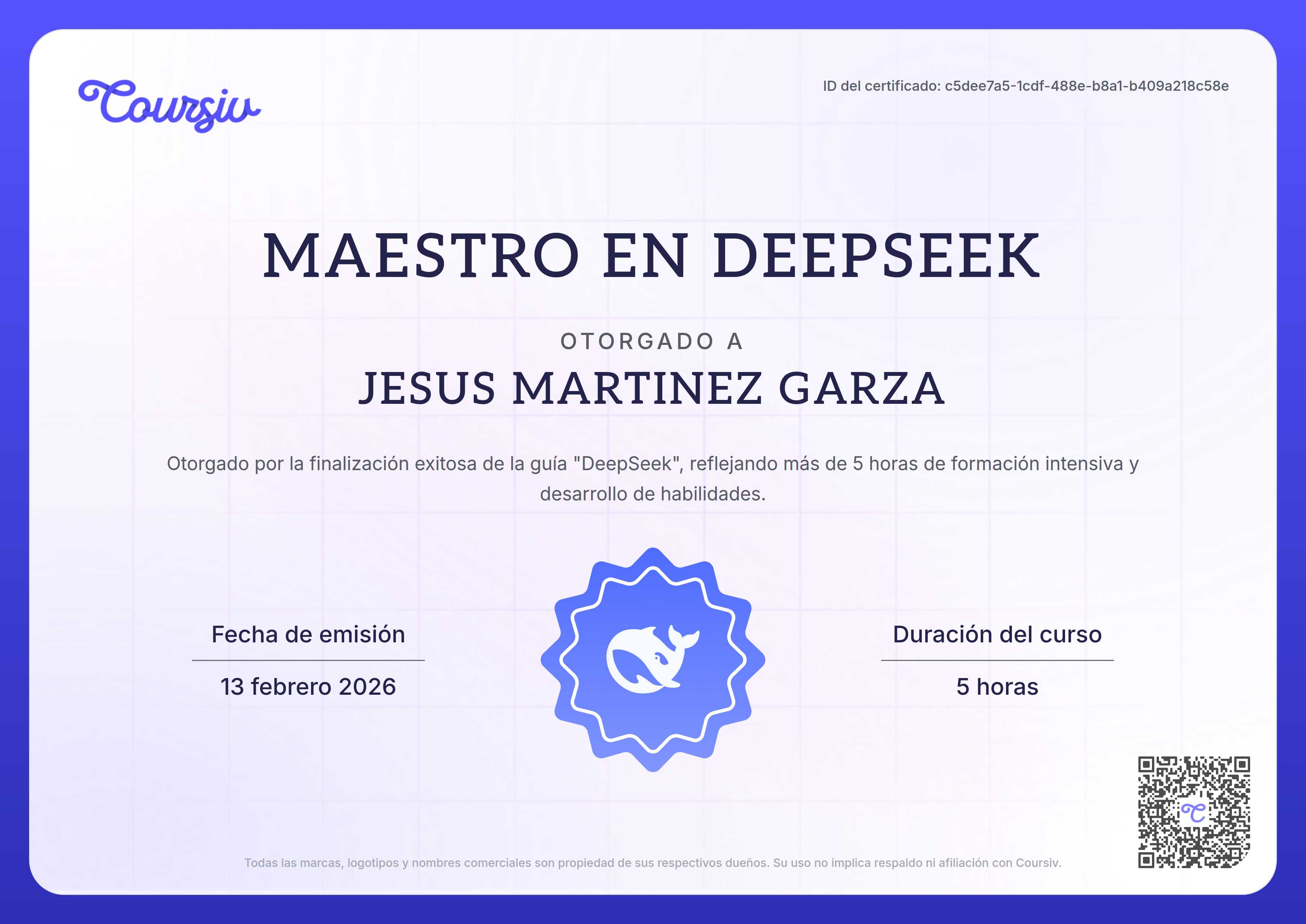 Certificate for DeepSeek