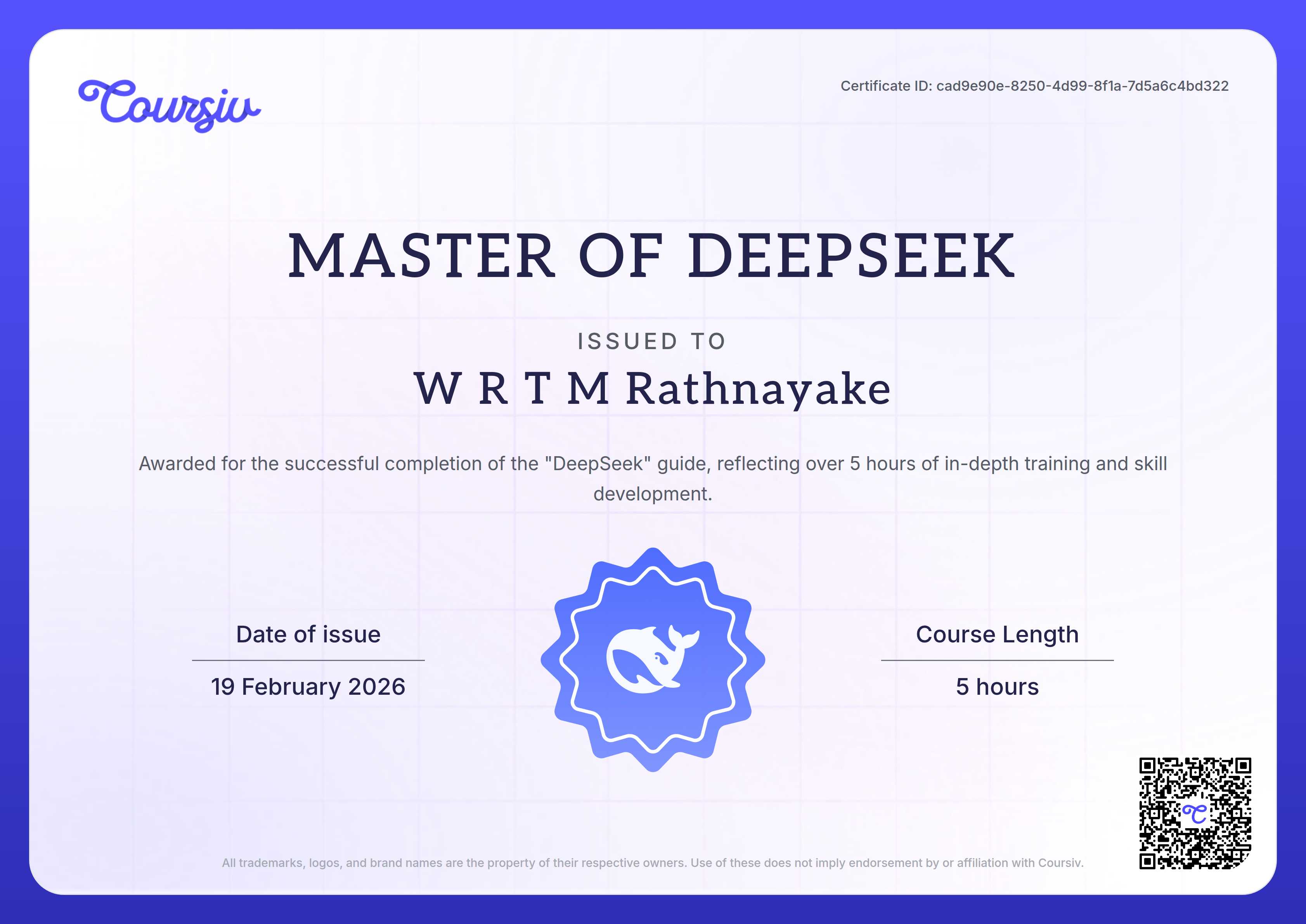 Certificate for DeepSeek