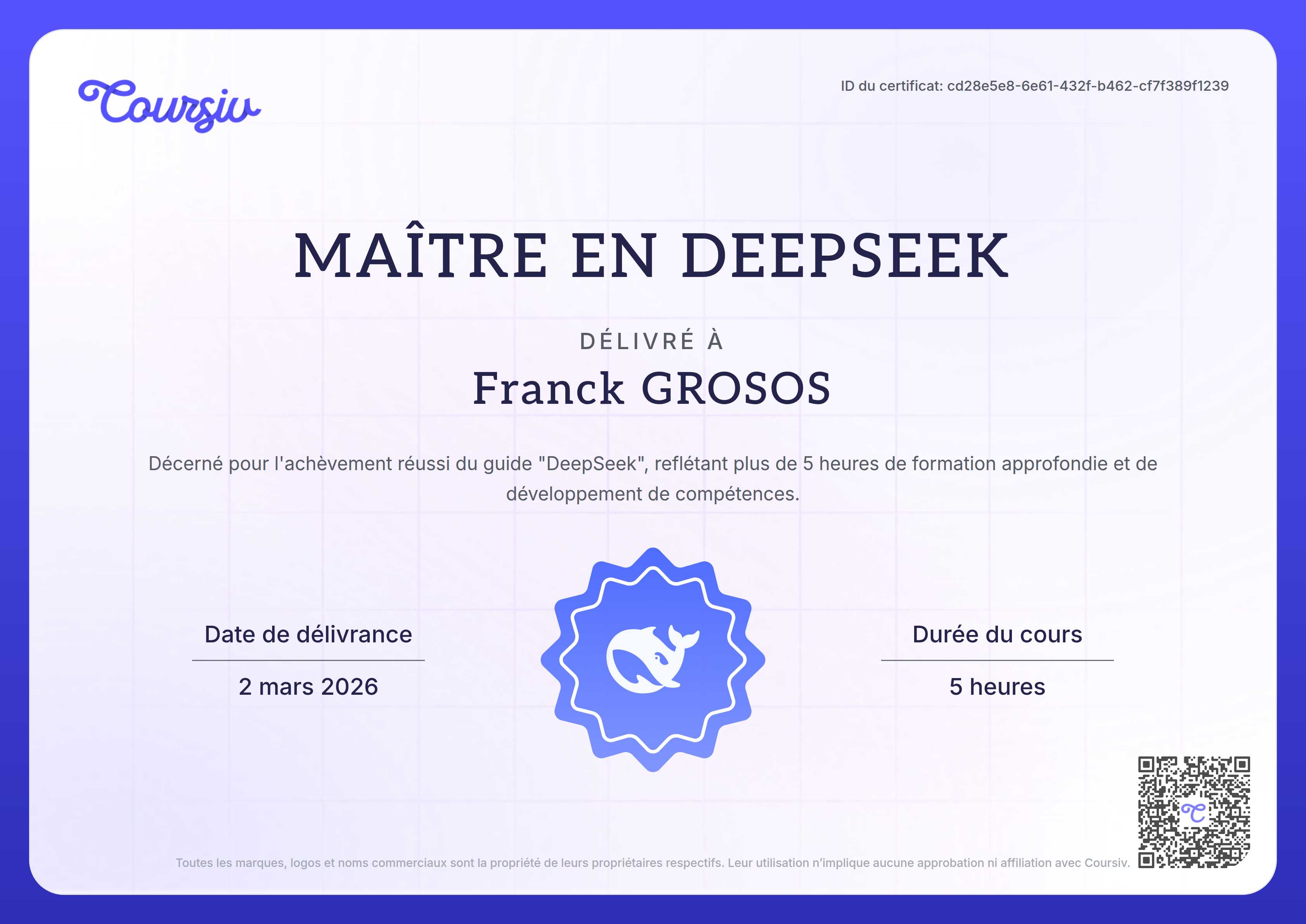 Certificate for DeepSeek
